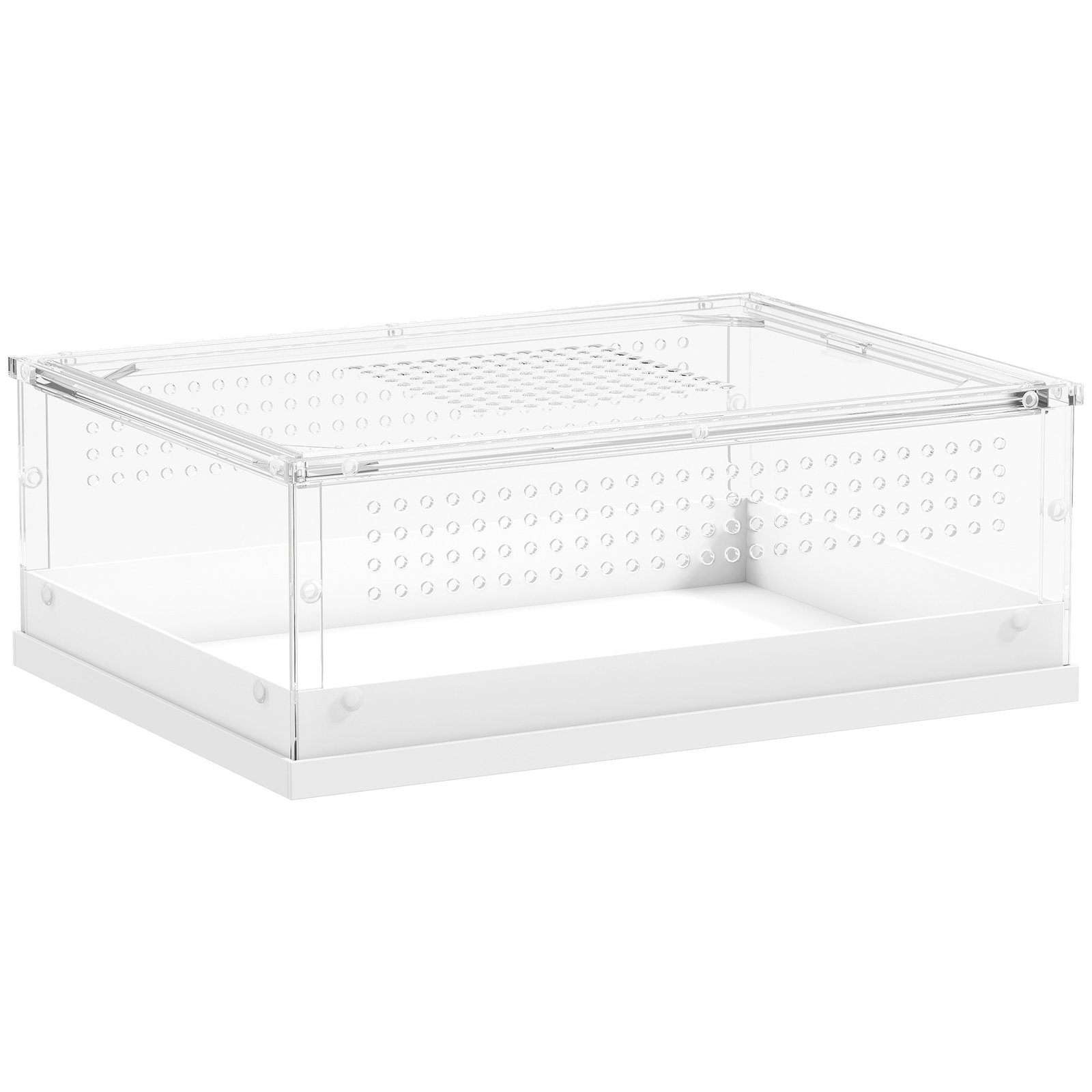 Acrylic Reptile Terrarium with Top Sliding Door, Vents, for Leopard Gecko, Hognose Snake, Tarantula