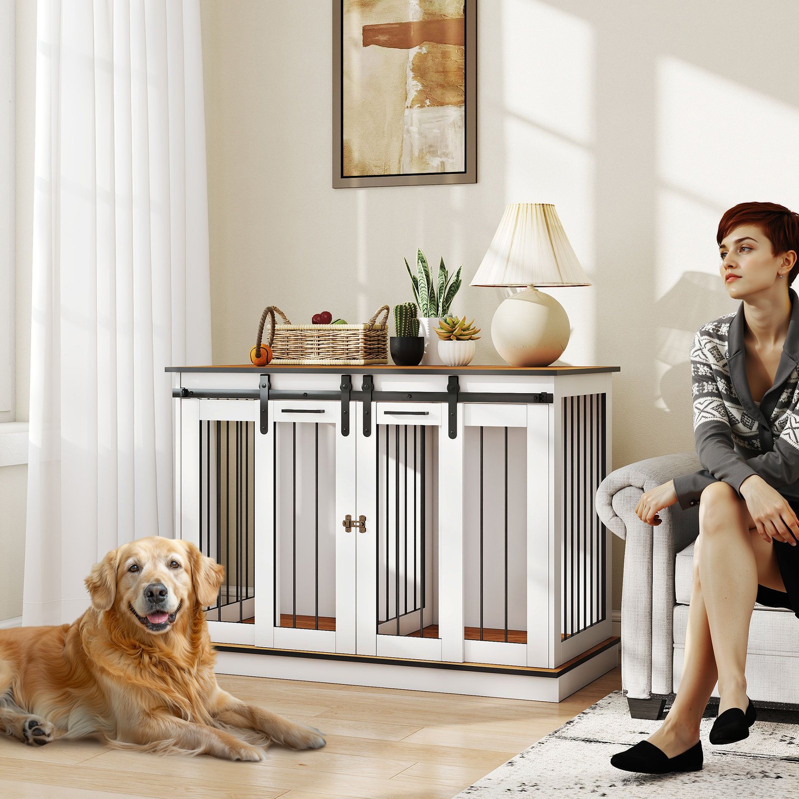 Dog Crate Furniture for Large Dogs, Double Dog Cage for Small Dogs - Image 9