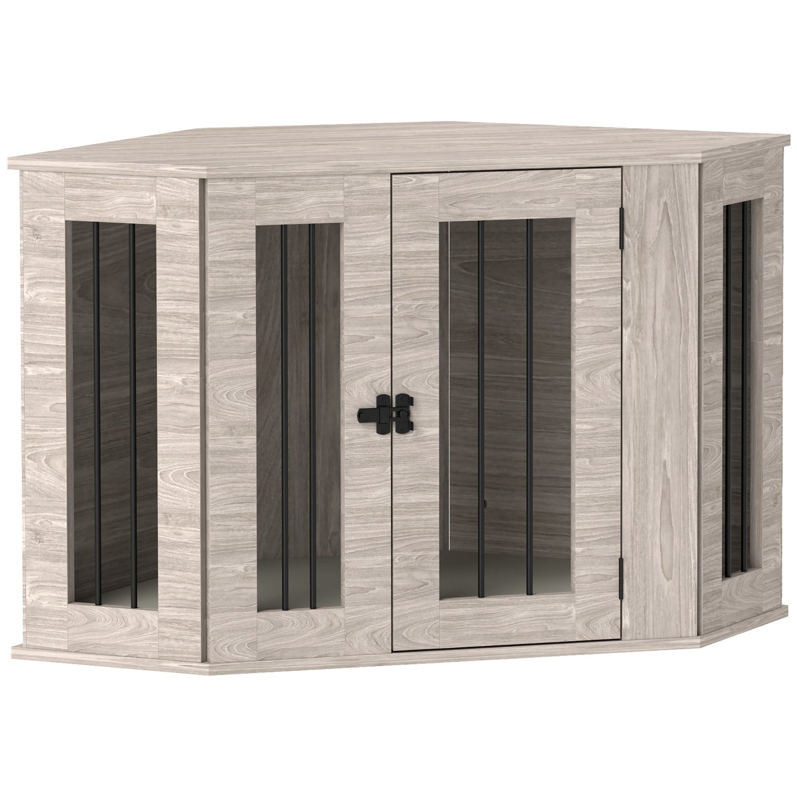 Dog Crate Furniture Side Table, with Cushion, 104 x 55 x 63cm - Walnut Brown