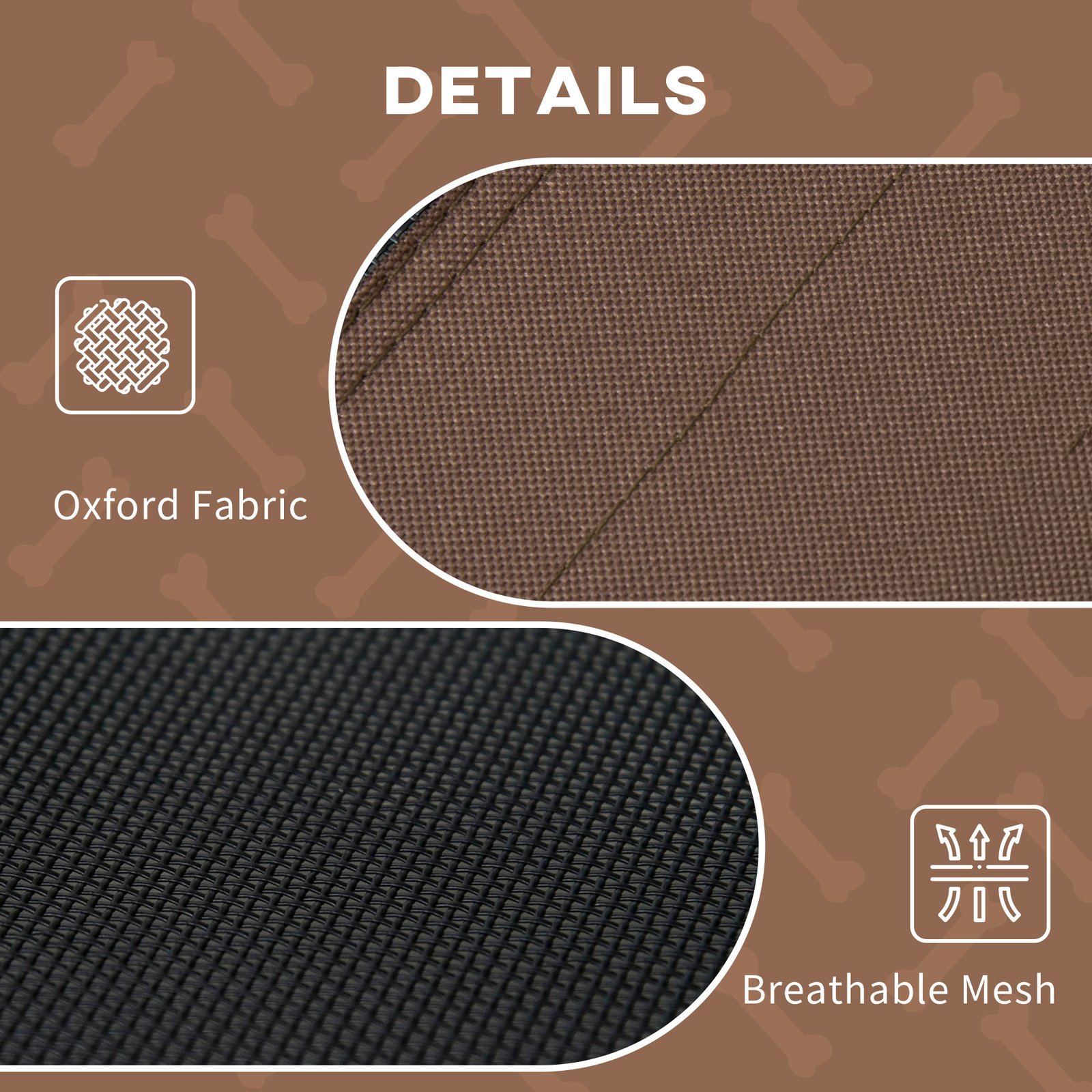 Outdoor Dog Bed with Removable Canopy, Portable Raised Dog Bed for Camping, Garden & Beach, Water-Resistant UV-Protection Mesh Pet Cot Sun Lounger, for Medium Pets, 76 x 61 x 73 cm, Brown - Image 5