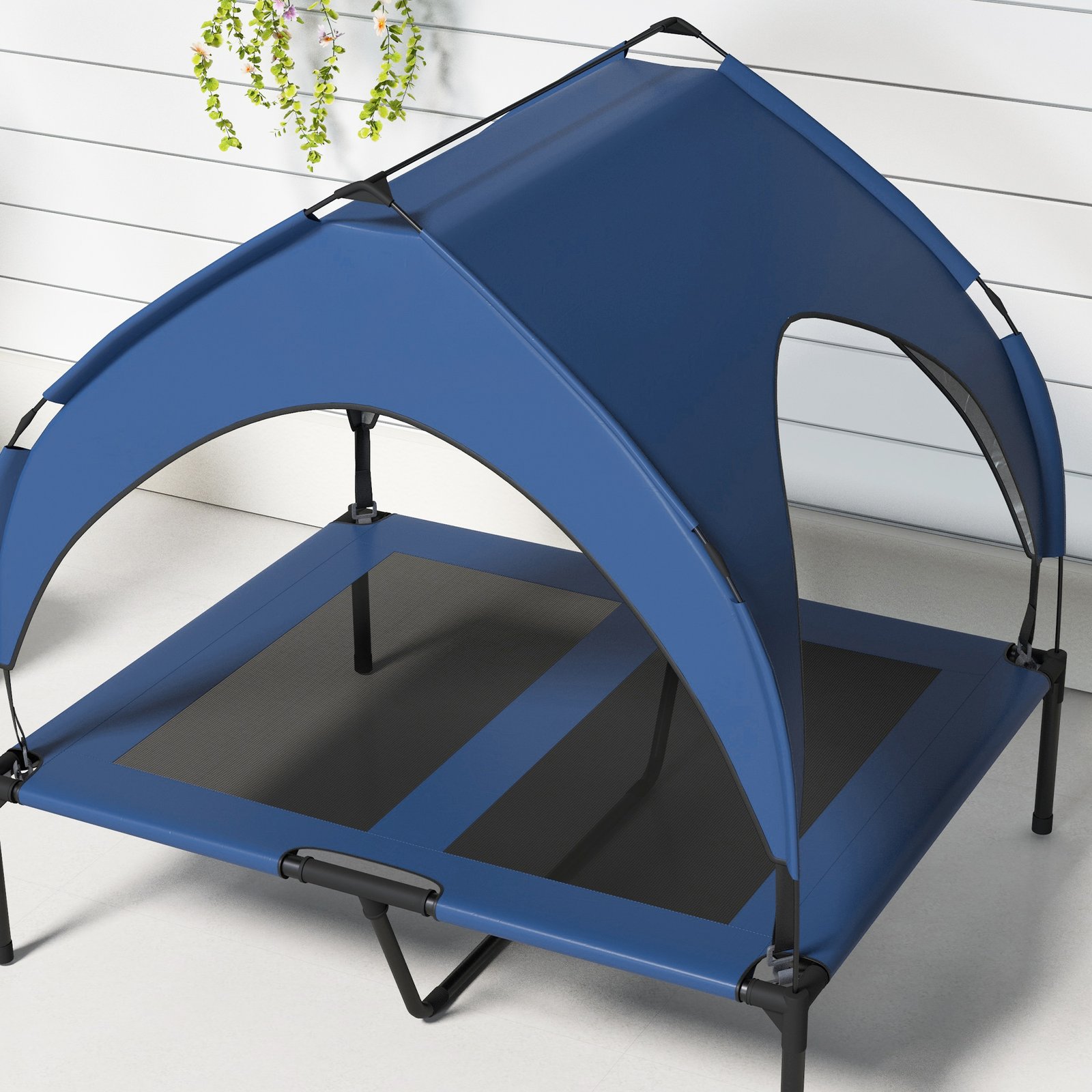 Cooling Raised Pet Bed w/ Washable Breathable Mesh, for Medium, Large Dogs, 91 x 76 x 89cm - Dark Blue