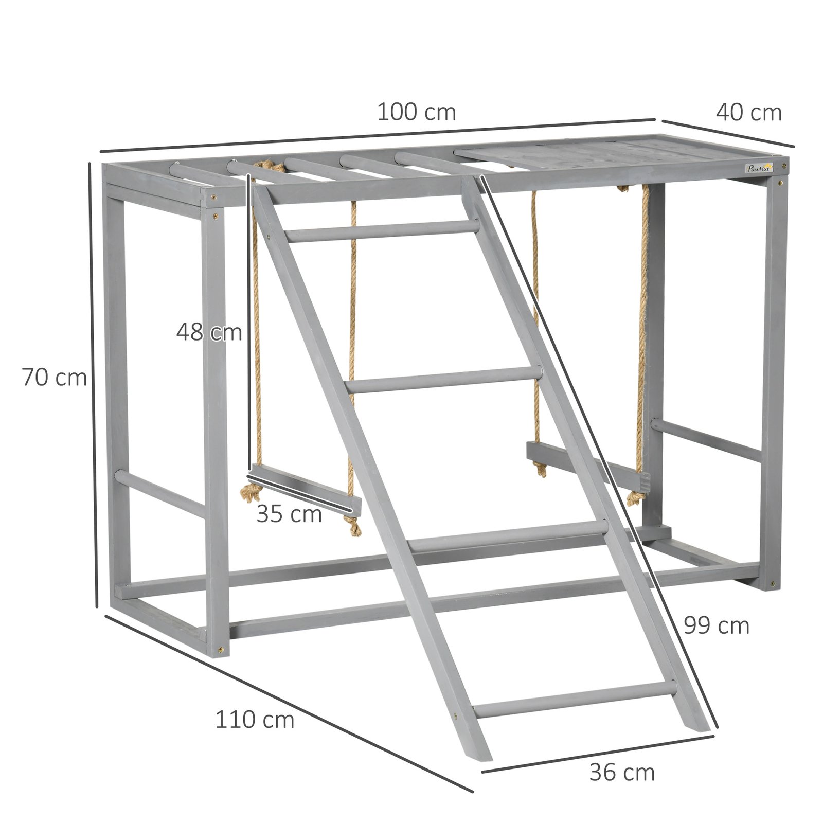 Chicken Activity Play with Swing Set for 3-4 Chickens, Wooden Chicken Coop, Grey - Image 3