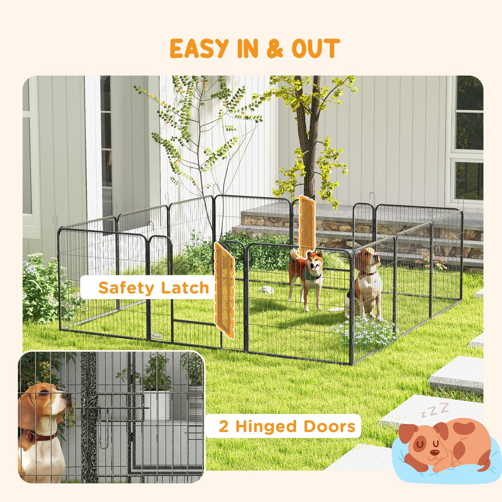 12 Panels Heavy Duty Puppy Playpen, for Small Dogs, Indoor and Outdoor Use - Silver