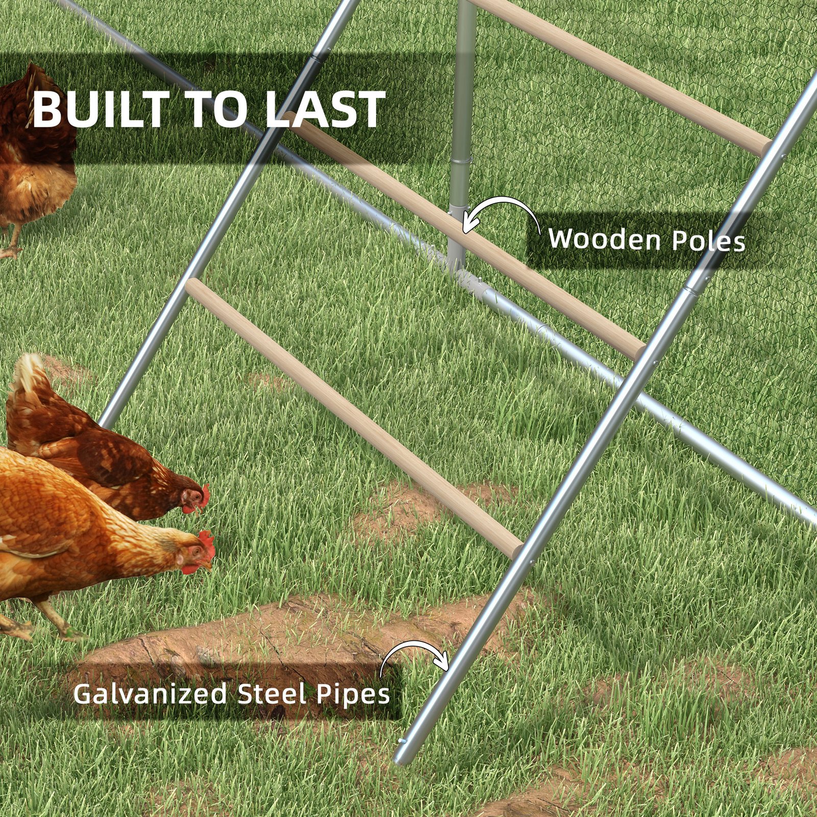 Chicken Perch for Coop, Wooden and Galvanised Steel Roosting Bar Jungle Gym, Chicken Roosting Ladder for Backyard Farm