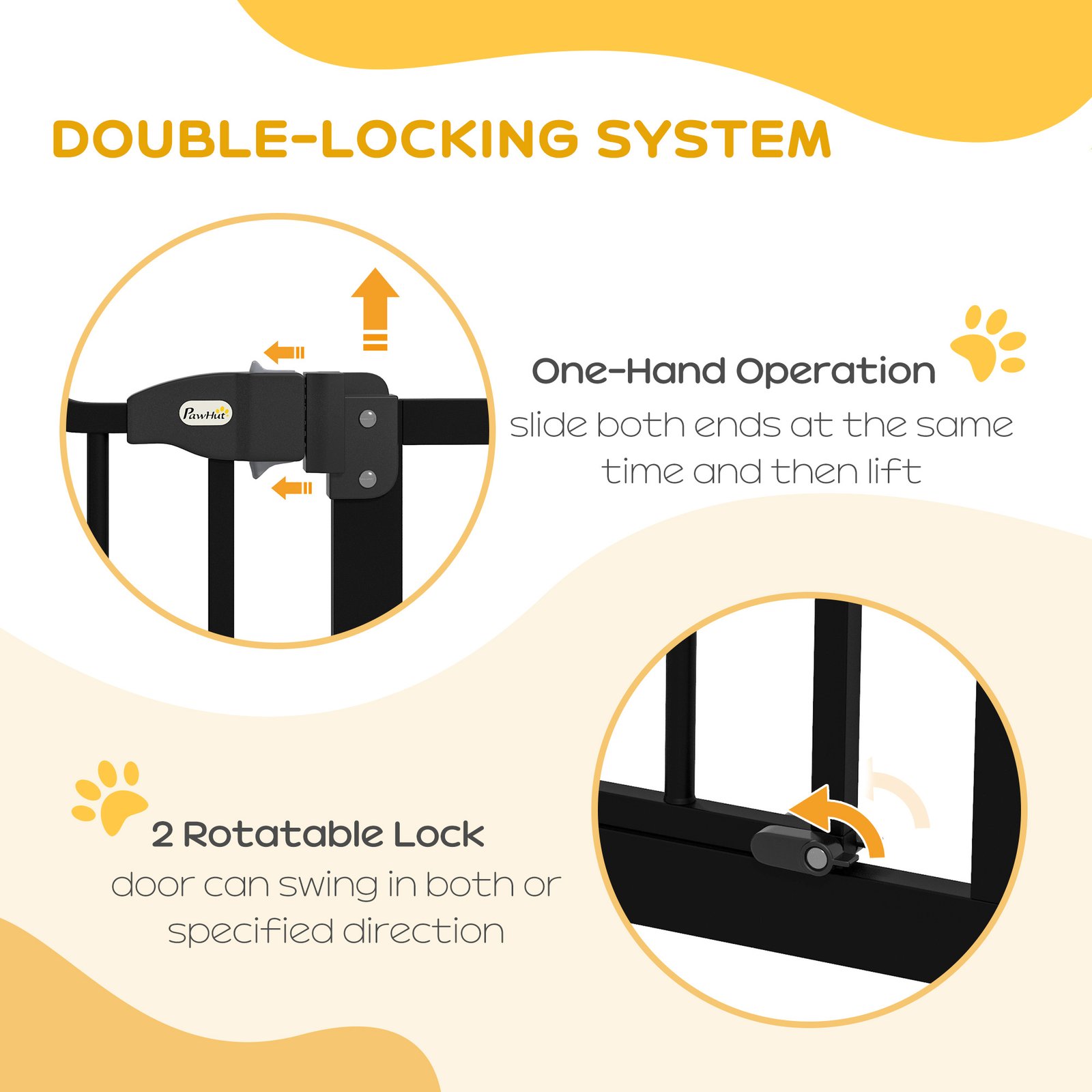 Pressure Fit Dog Stair Gate No Drilling Safety Gate Auto Close for Doorways, Hallways, 74-100cm Adjustable, 94cm Tall, Black - Image 4