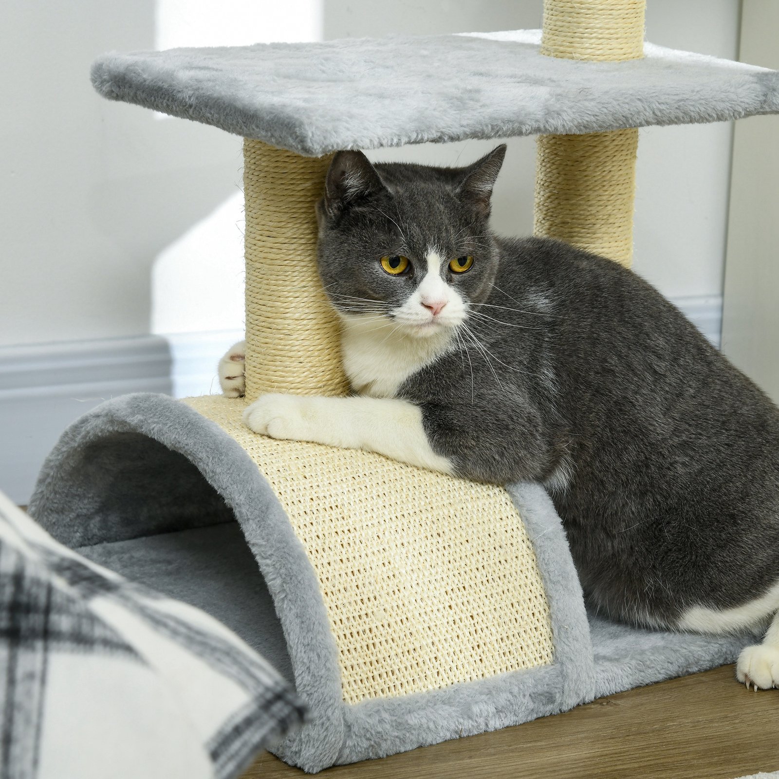 72cm Cat Tree with Scratching Post, Pad for Indoor Cats - Light Grey