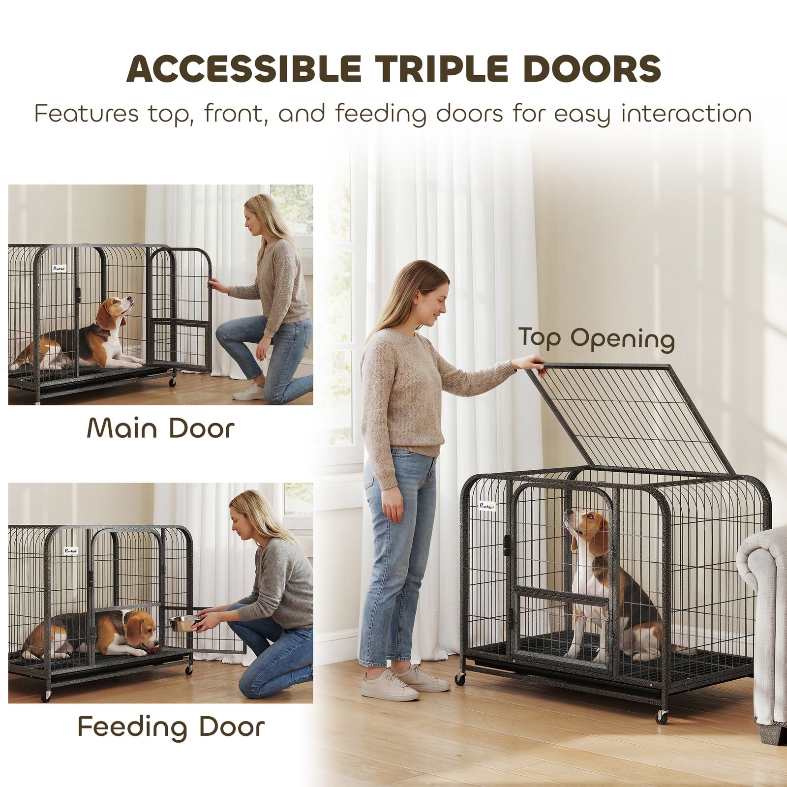 Heavy Duty Dog Crate,93 x 58 x 76 cm, Large Dog Cage for Small to Medium Breeds - Image 5