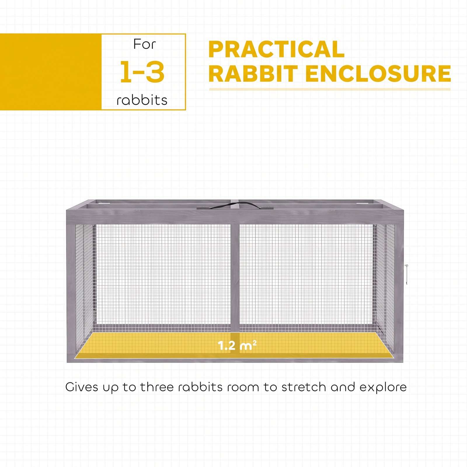 Rabbit Hutch Outdoor, Foldable Guinea Pig Hutch with Openable Top, for 3 Bunnies, Ducks, Chickens, 110 x 105 x 50 cm