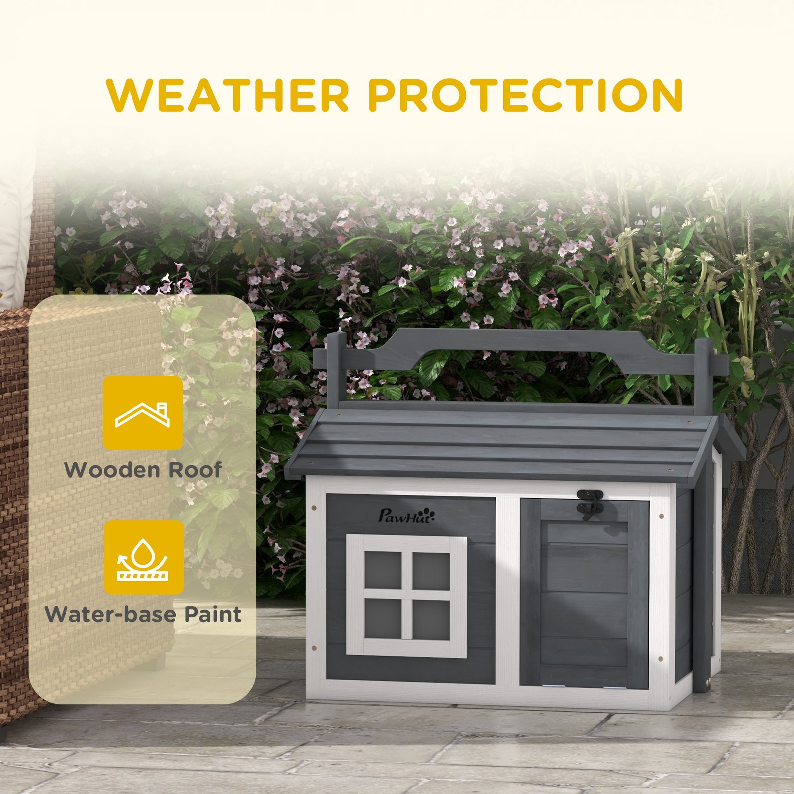 Indoor Rabbit Hutch, Portable Small Animal Cage Outdoor, with Top Handle, Openable Roof - Grey