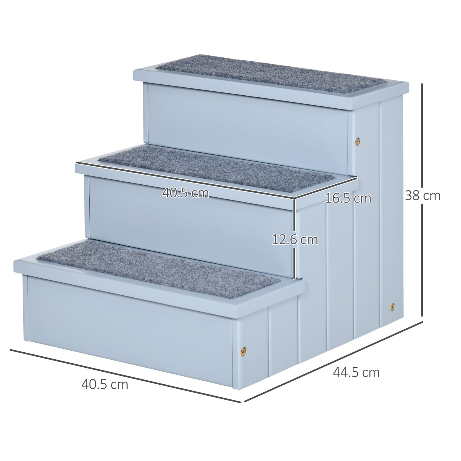 Dog Steps for Bed Sofa, 3 Step Wooden Dog Stairs for Sofa, Pet Stairs with Storage for Small Cats and Puppy, Grey - Image 3