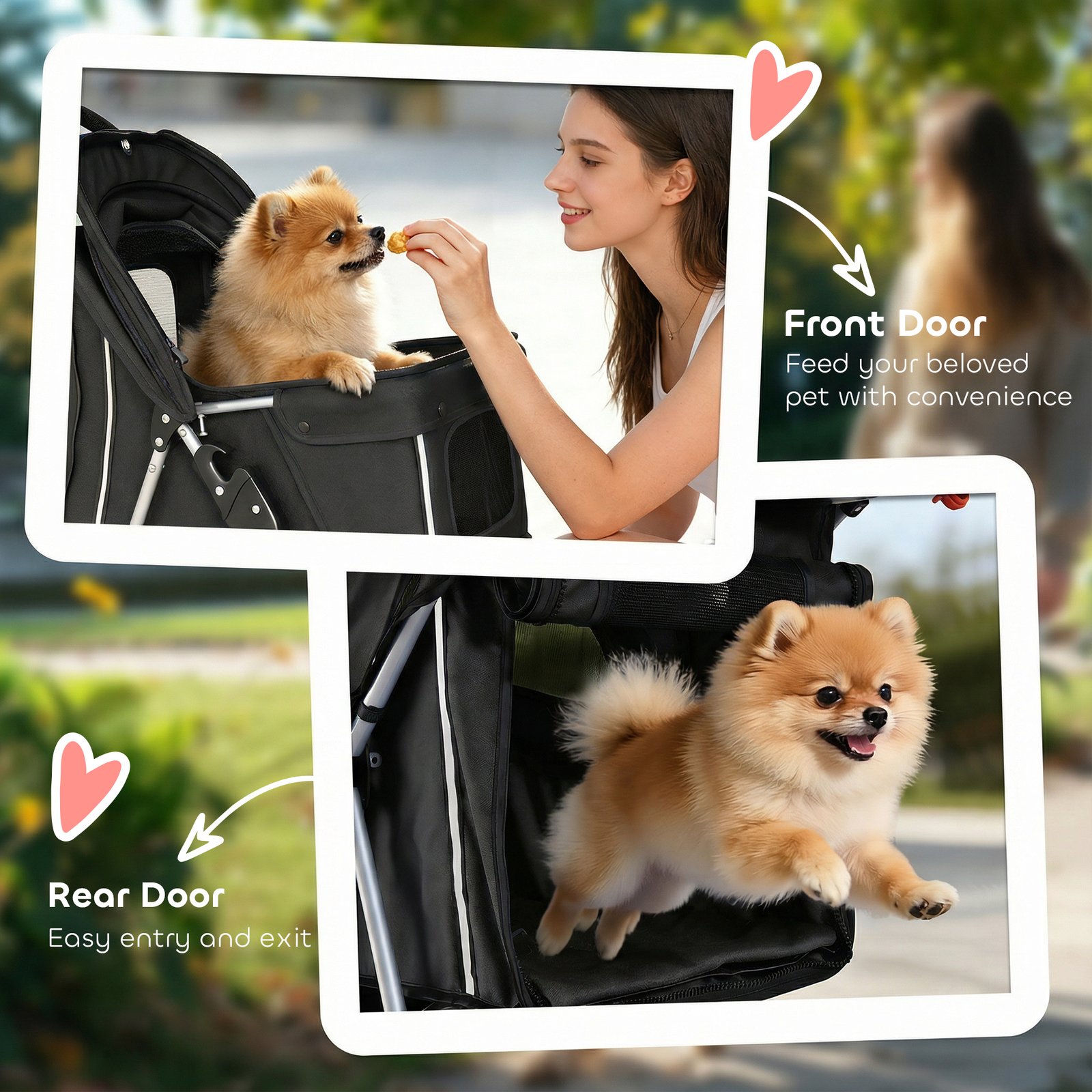 3 Wheel Pet Stroller for Small and Miniature Dogs, Black - Image 7