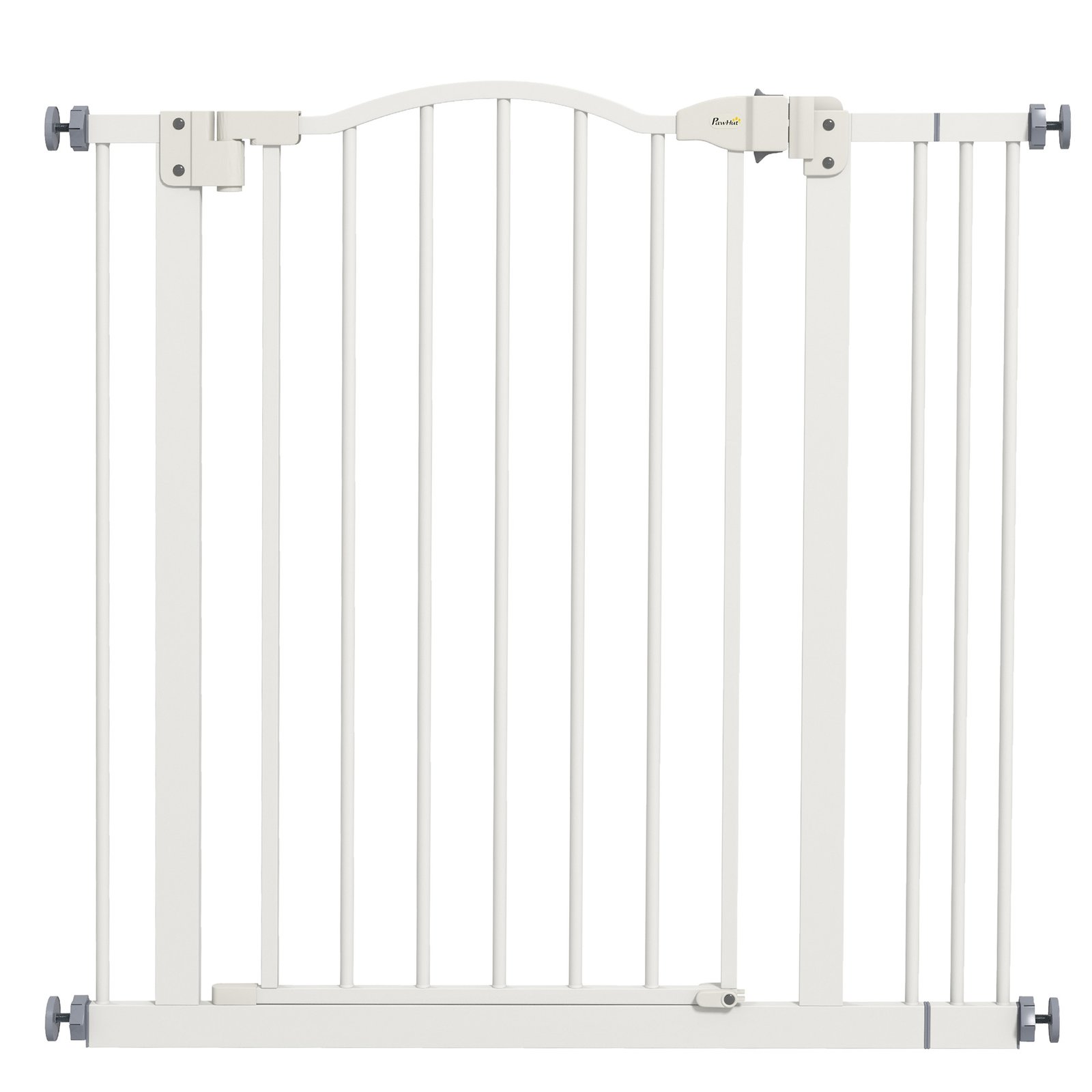 Metal 74-87cm Adjustable Pet Gate Safety Barrier w/ Auto-Close Door White