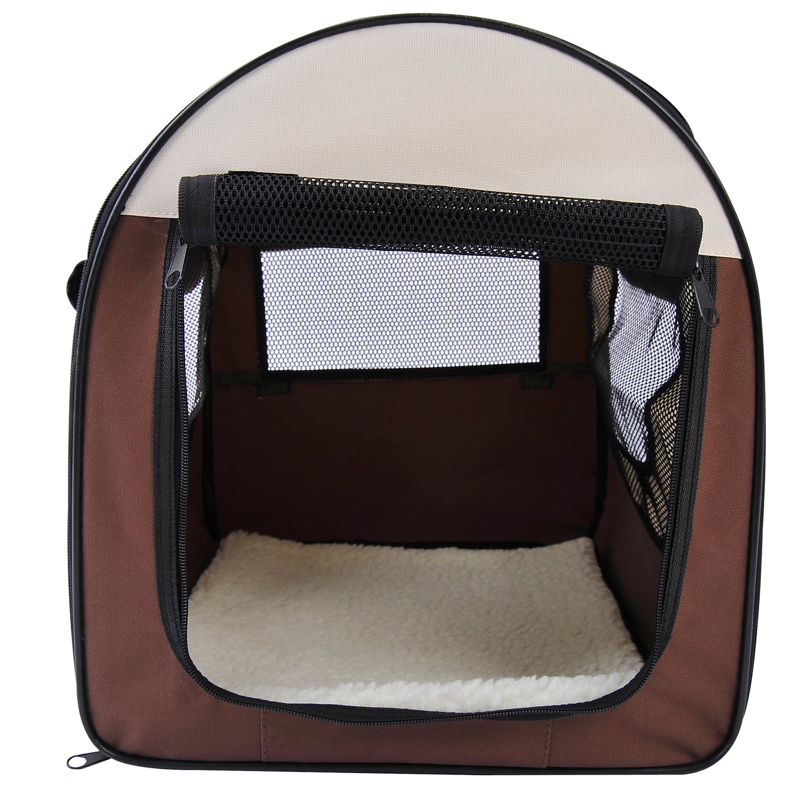 Folding Fabric Soft Pet Crate, 46Lx36Wx41H cm - Brown - Image 8