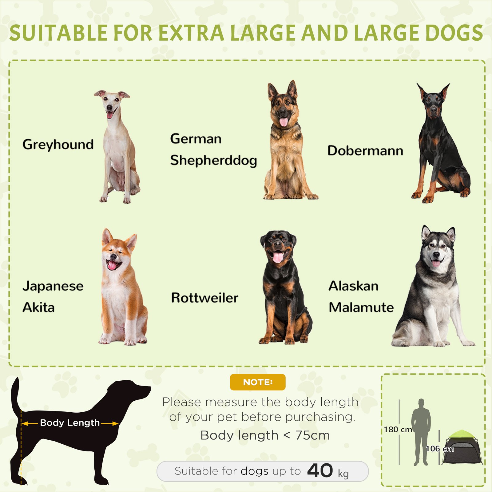 Foldable Dog Cat Tent with Water-Resistant Oxford, Carry Bag for Extra Large Dog, Green