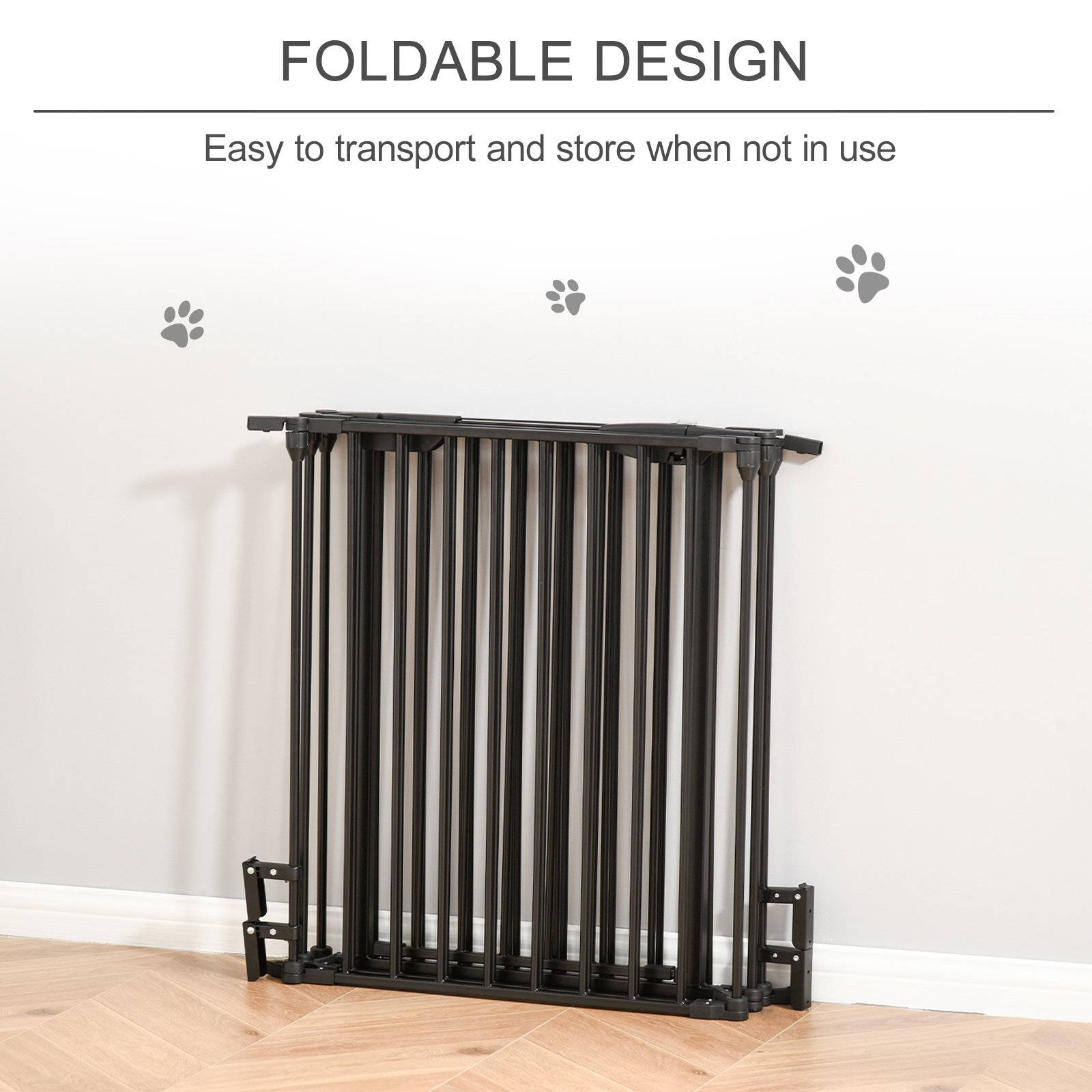 5 Panels Pet Playpen Metal Fence w/ Walk Through Door - Black