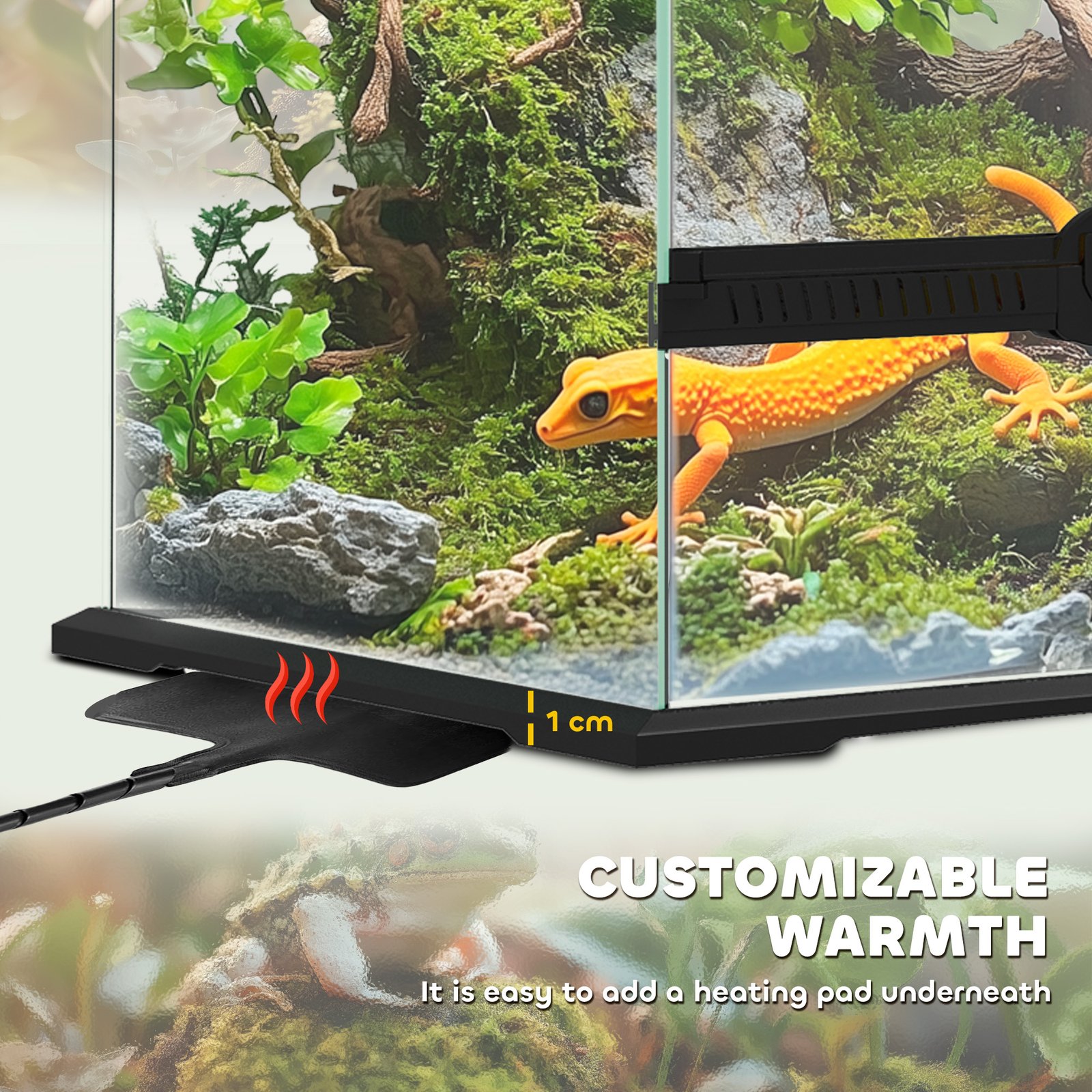 40L Vivarium for Lizards, Frogs, Snakes, Turtles, Tortoises w/ Anti-Escape Design, Ventilation - Image 7