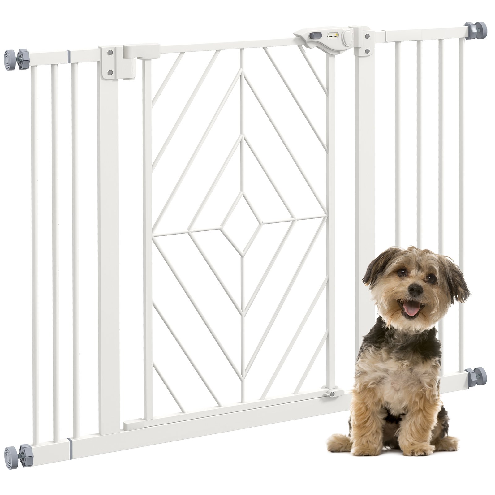 Pressure Fit Stair Gate Dog Gate w/ Auto Closing Door, Double Locking, Easy Installation, for 74-100cm Openings - White