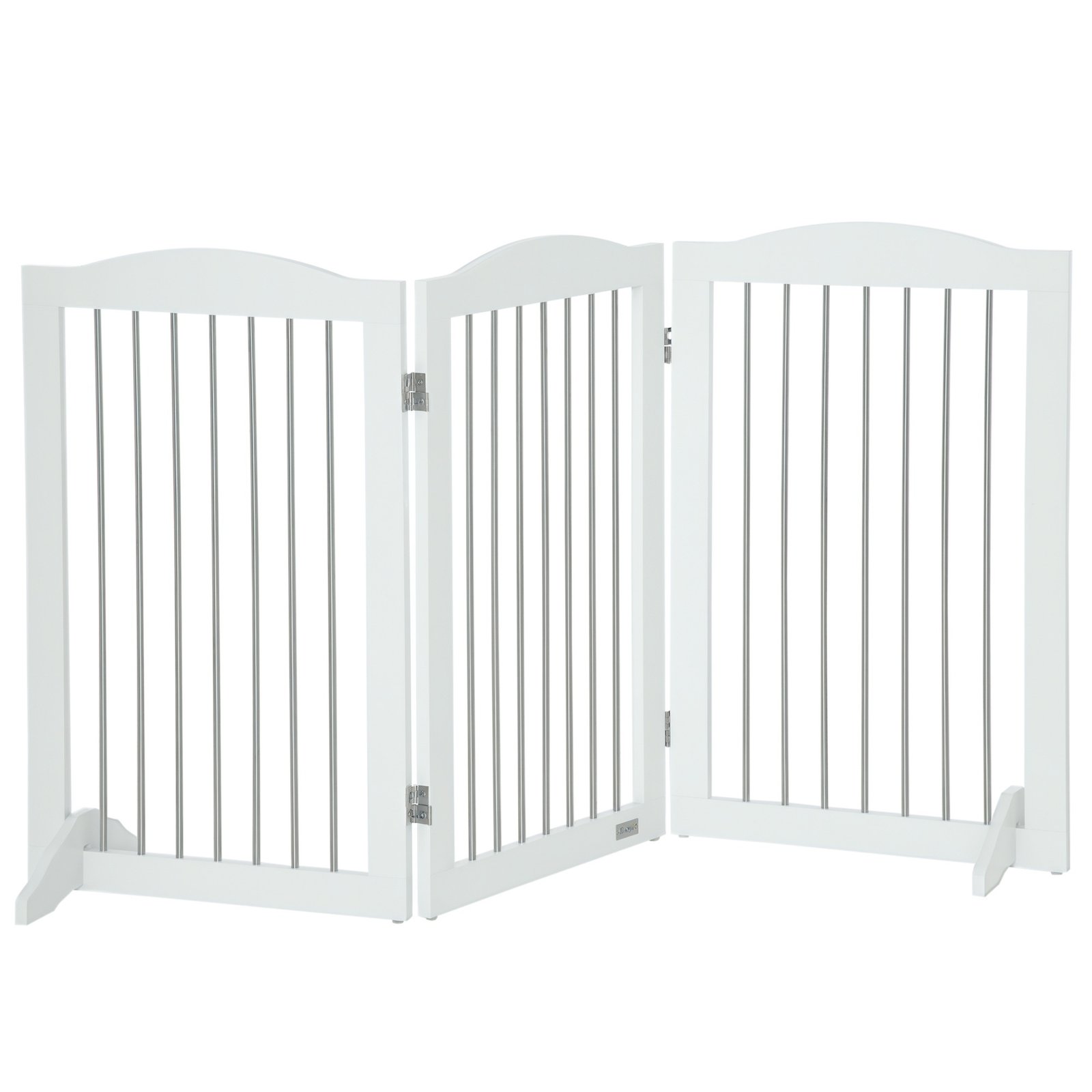 Foldable Dog Gate, Freestanding Pet Gate, with Two Support Feet, for Staircases, Hallways, Doorways - White