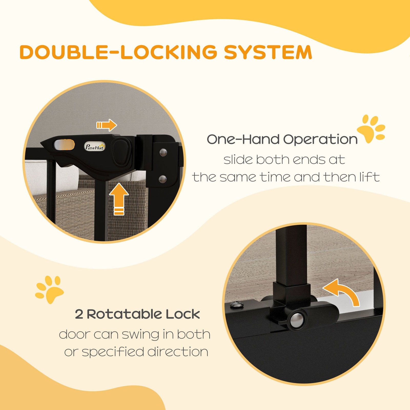 Adjustable Safety Gate w/ One Extensions, Four Adjustable Screws, Black