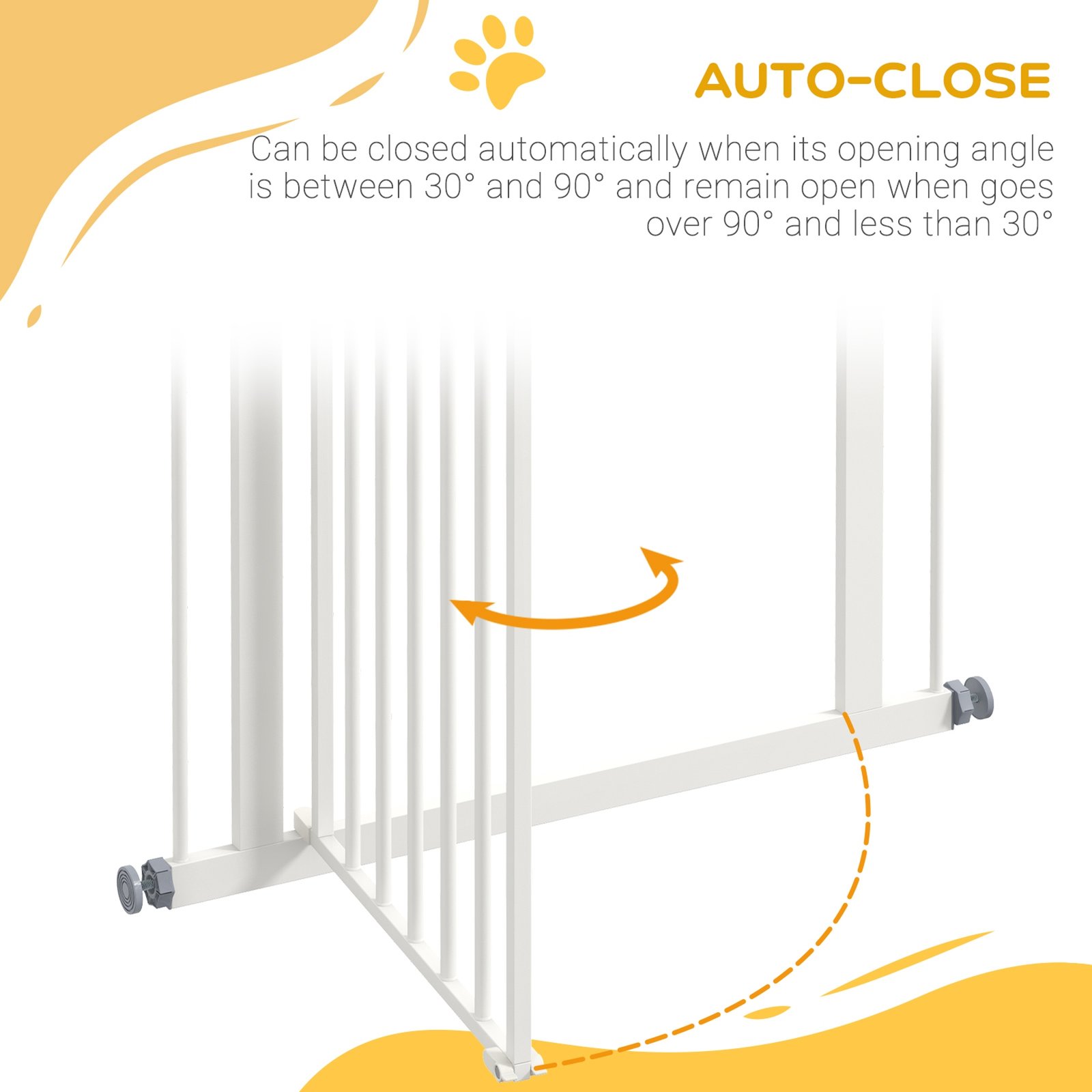 Pressure Fit Dog Stair Gate No Drilling Safety Gate Auto Close for Doorways, Hallways, 74-80cm Adjustable, 94cm Tall, White
