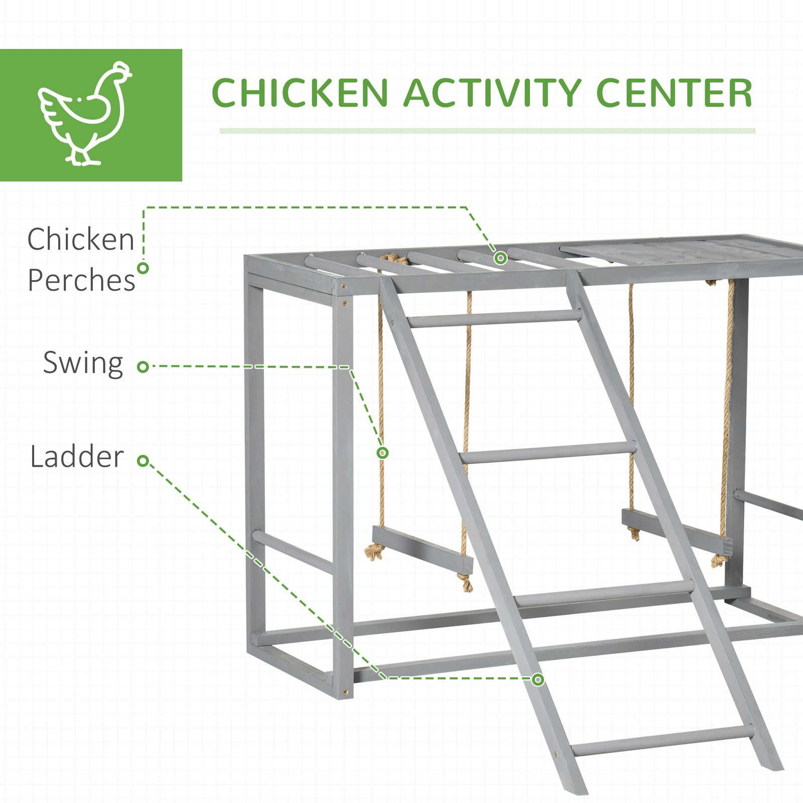 Walk In Chicken Run with Chicken Activity Shelf and Cover, 2.8 x 5.7 x 2m - Image 5