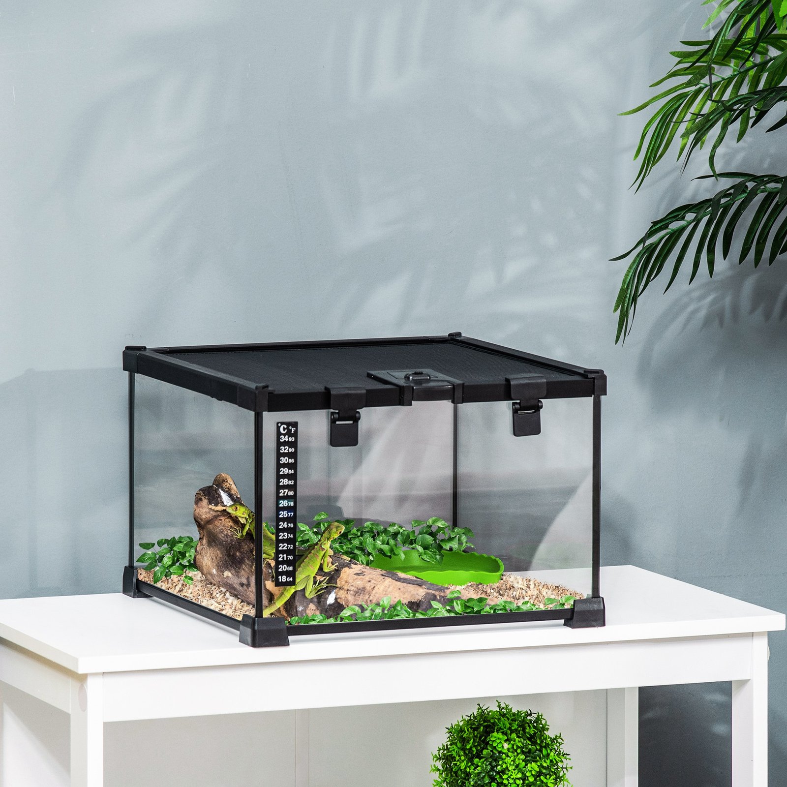 Glass Reptile Terrarium Insect Breeding Tank Vivarium Habitats with Thermometer for Lizards, Horned Frogs, Snakes, Spiders - Small 30 x 30 x 20cm - Image 9