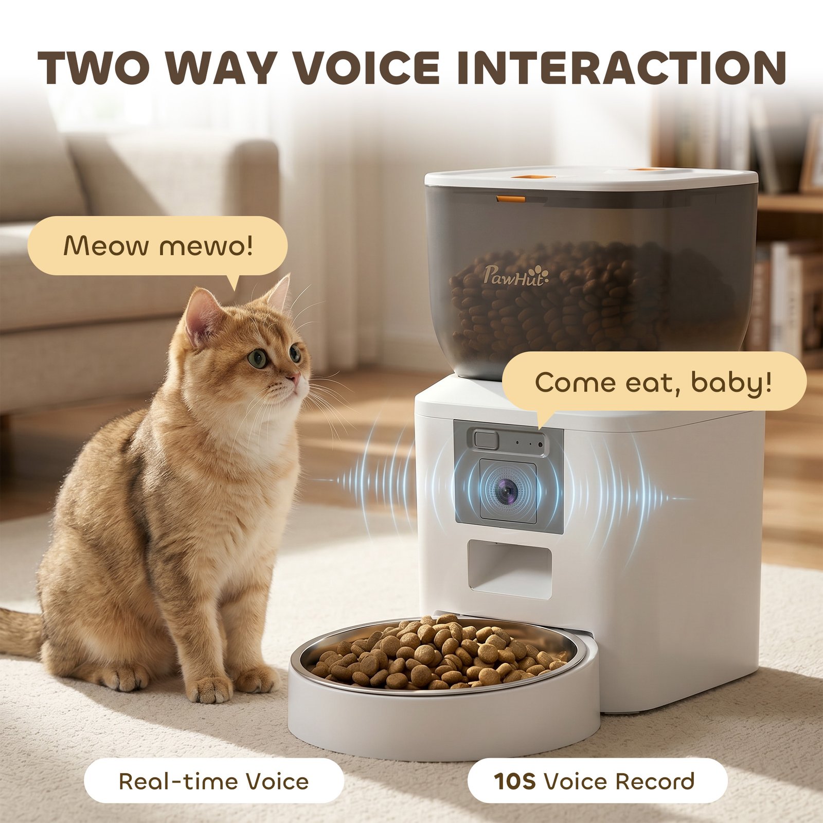 Automatic Cat Feeder with Camera, 2.4G WiFi, APP Control 4L Pet Feeder 1-10 Meals with 2-Way Audio, Dual Power Supply