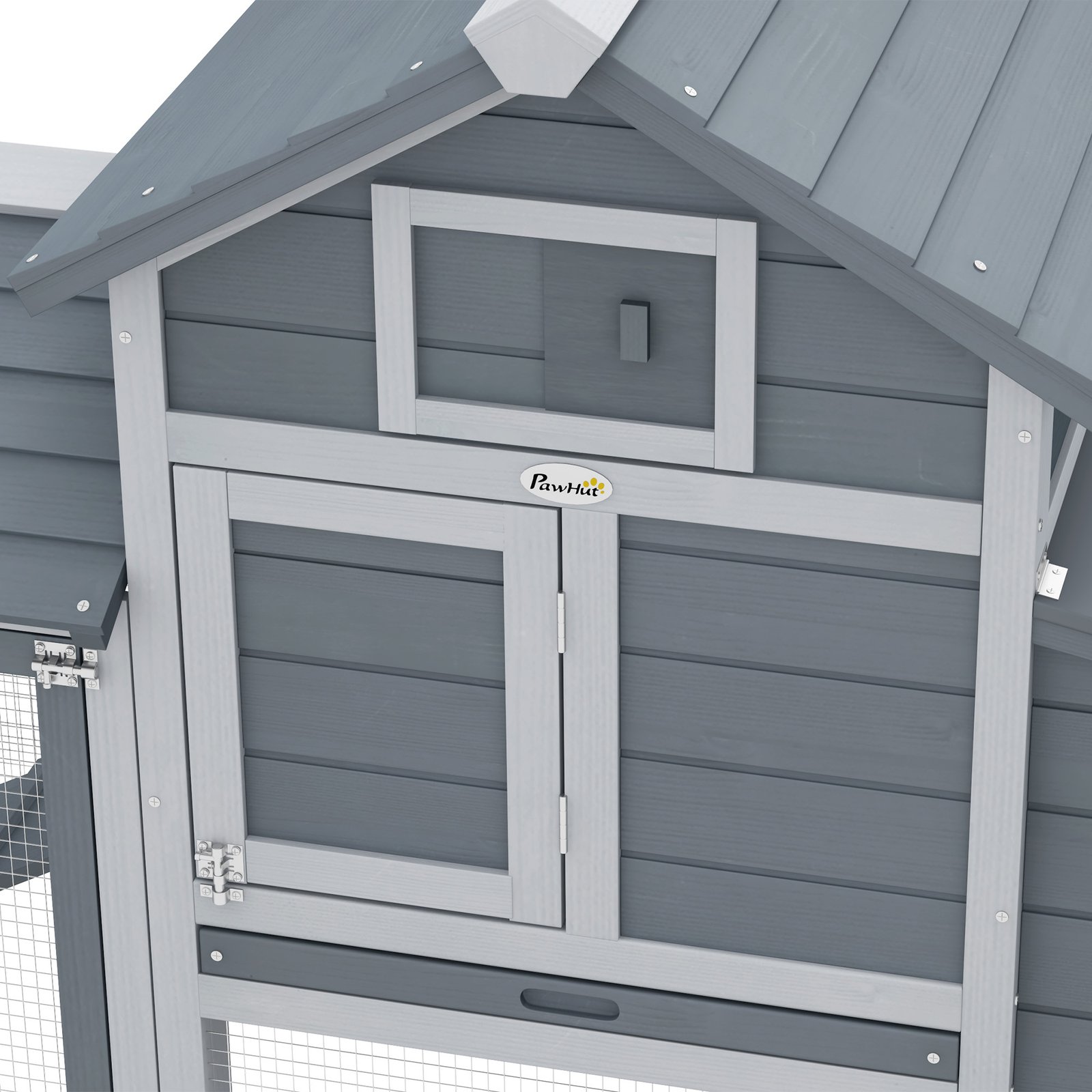 Small Chicken Coop with Run Hen House Poultry Coops Cages Nesting Box Grey 150.5 x 54 x 87cm - Image 8