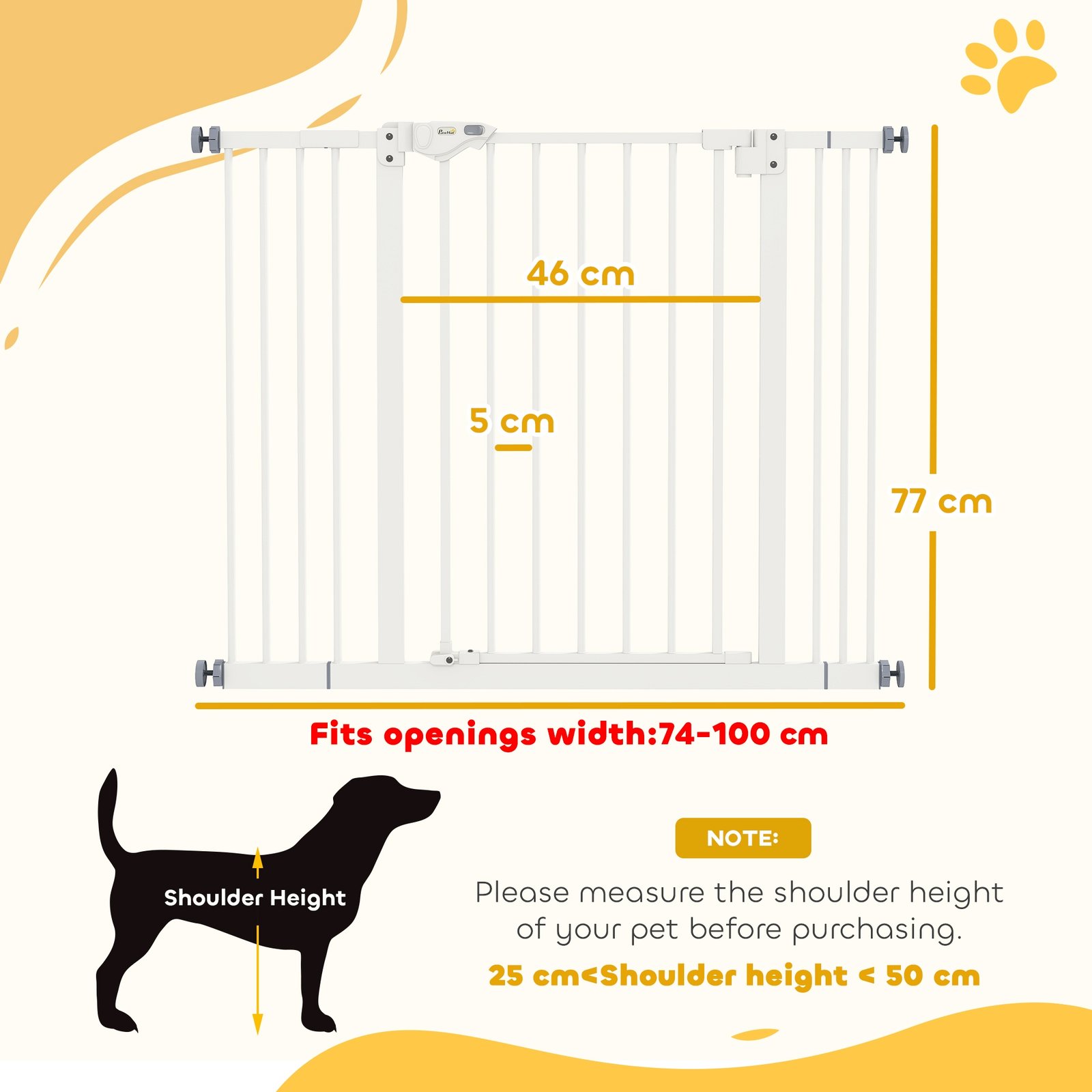 Adjustable Safety Gate w/ Two Extensions, Four Adjustable Screws, White