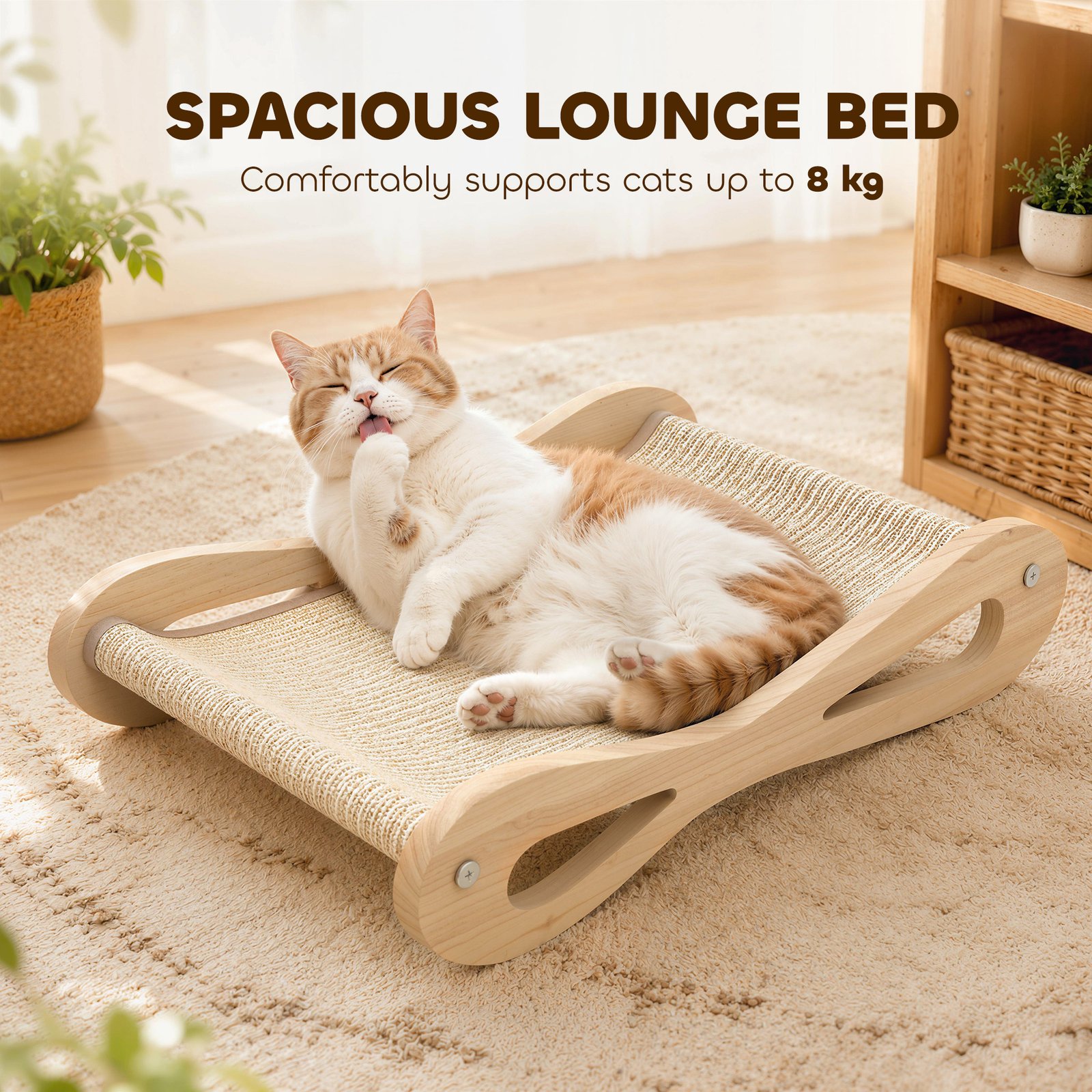 2 in 1 Sisal Cat Scratcher Bed Cat Scratching Board and Lounger 60 x 35 x 13 cm Cream White