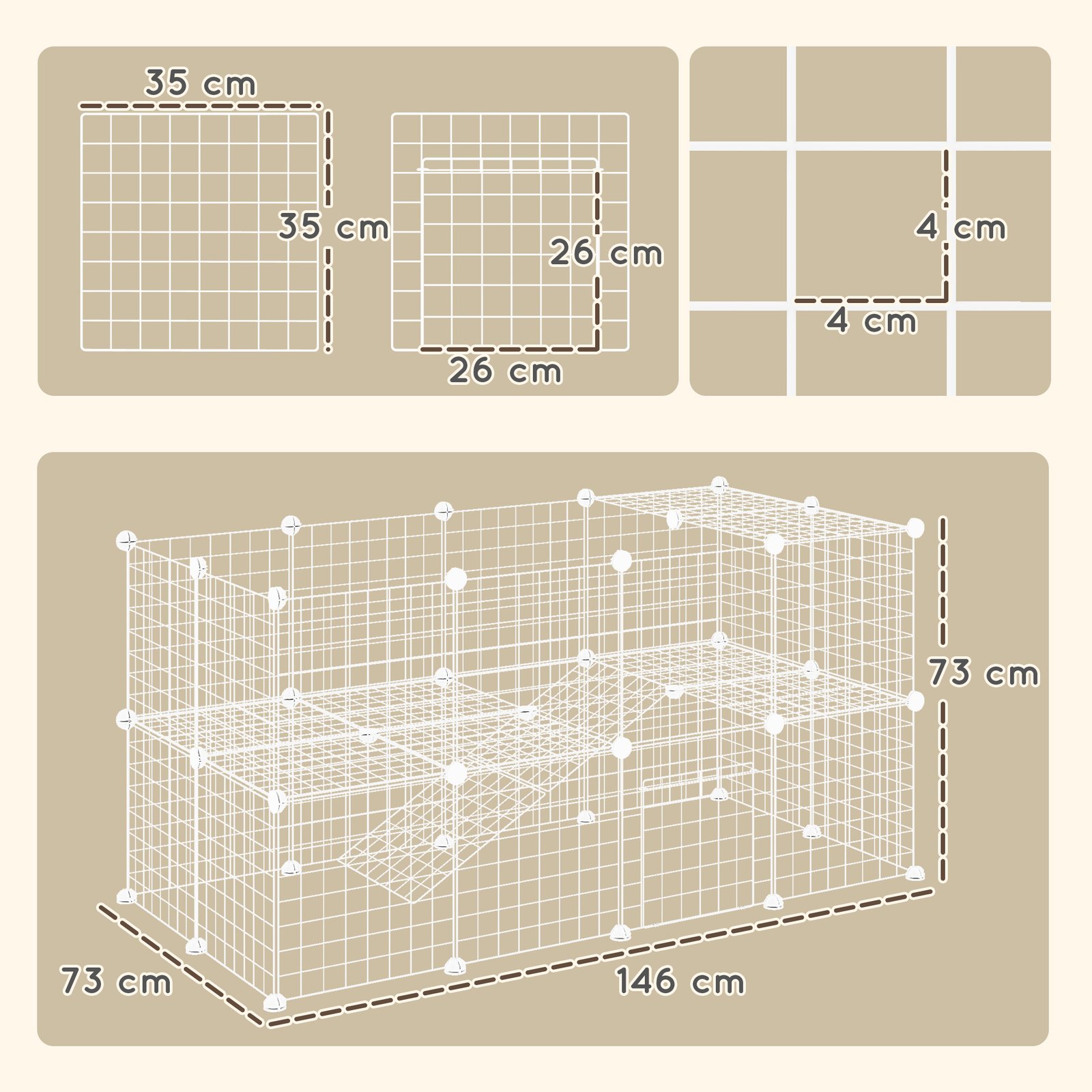 DIY 36 Panel Pet Playpen Metal Wire Fence for Chinchilla, Hedgehog, Bunny, Indoor, Outdoor Use, White - Image 3