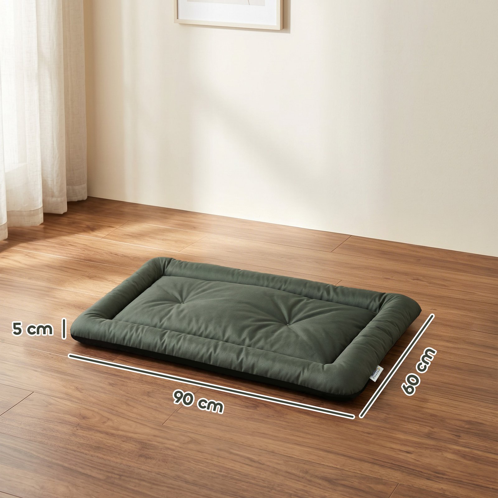 Waterproof Dog Bed, Foldable Pet Bed with Anti-Slip Bottom, Machine Washable for Small Puppies and Cats, 90 x 60 x 5 cm