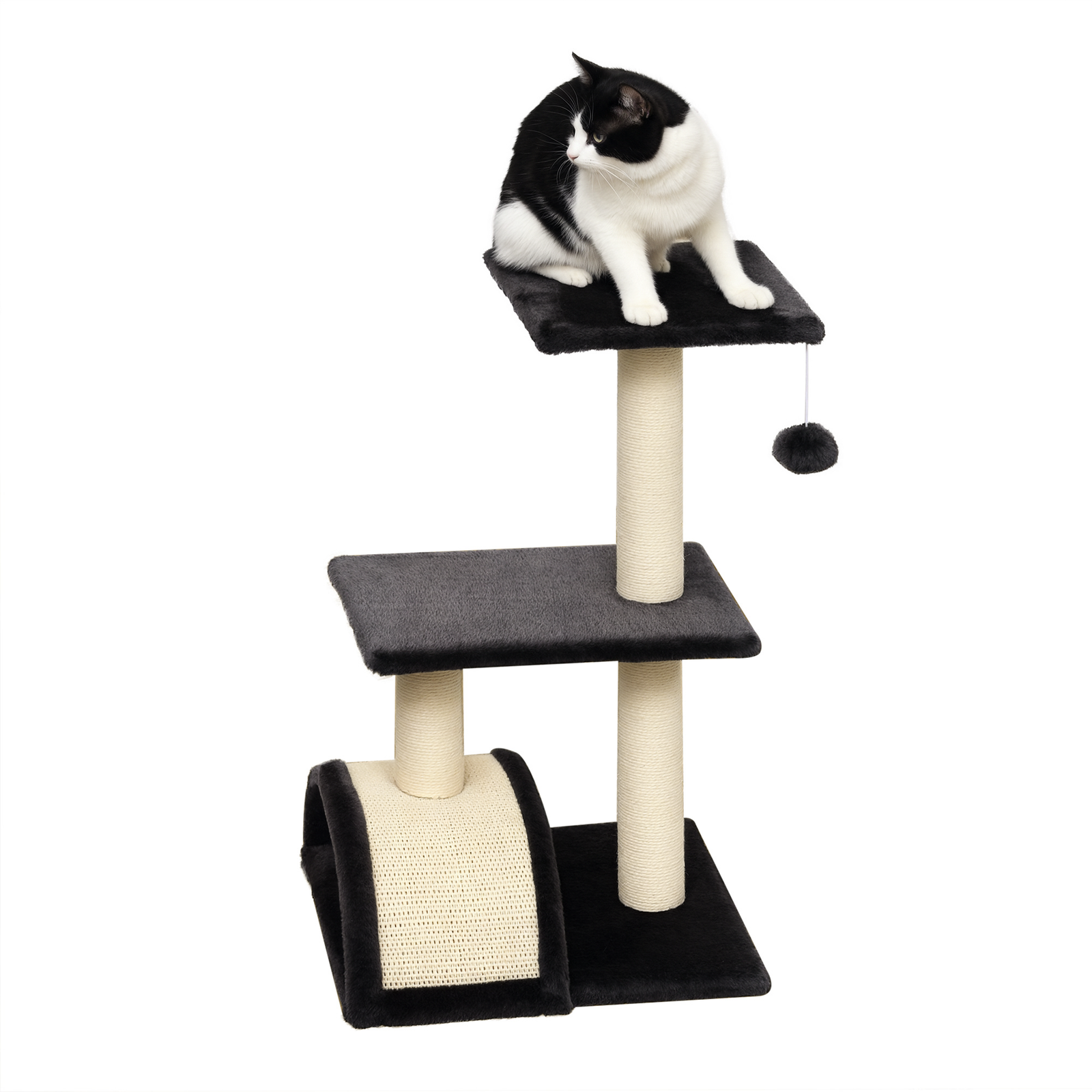 72cm Cat Tree with Scratching Post, Pad for Indoor Cats - Smoky Grey