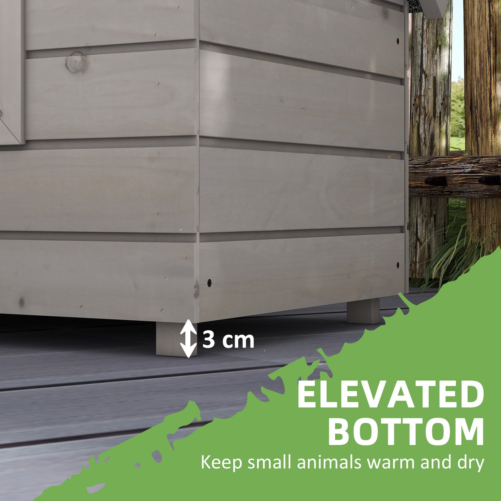 Wooden Outdoor Cat House, Elevated Cat Shelter Kennel, Pet Play House with Openable Top, Asphalt Roof, Window, Grey