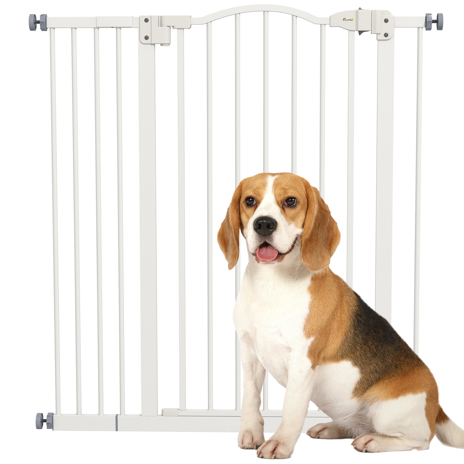 Pressure Fit Dog Stair Gate No Drilling Safety Gate Auto Close for Doorways, Hallways, 74-94cm Adjustable, 94cm Tall, White