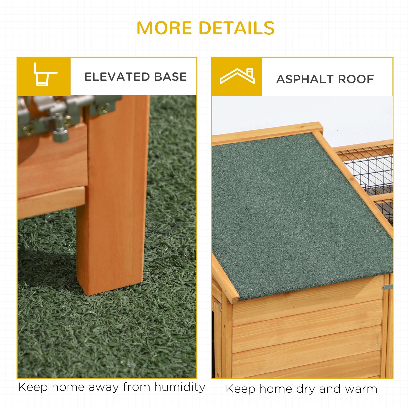 Wooden Rabbit Hutch Outdoor, Guinea Pig Hutch, Detachable Small Animal Cage with Openable Run & Roof Lockable Door Slide-out Tray 146 x 95 x 69cm