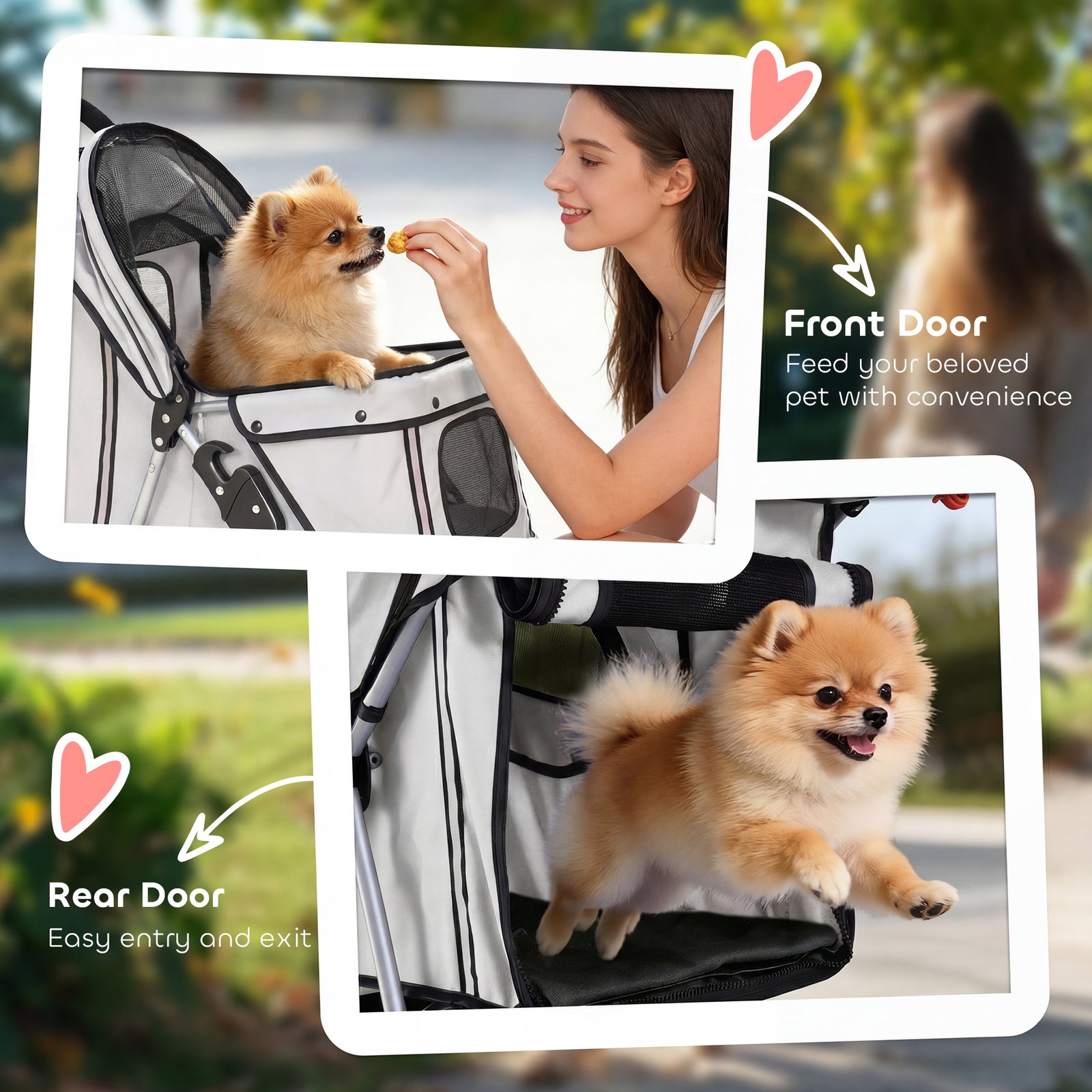Dog Stroller, 3 Wheels Foldable Pet Stroller with Adjustable Canopy, Storage Basket for Small Mini Breeds, Grey