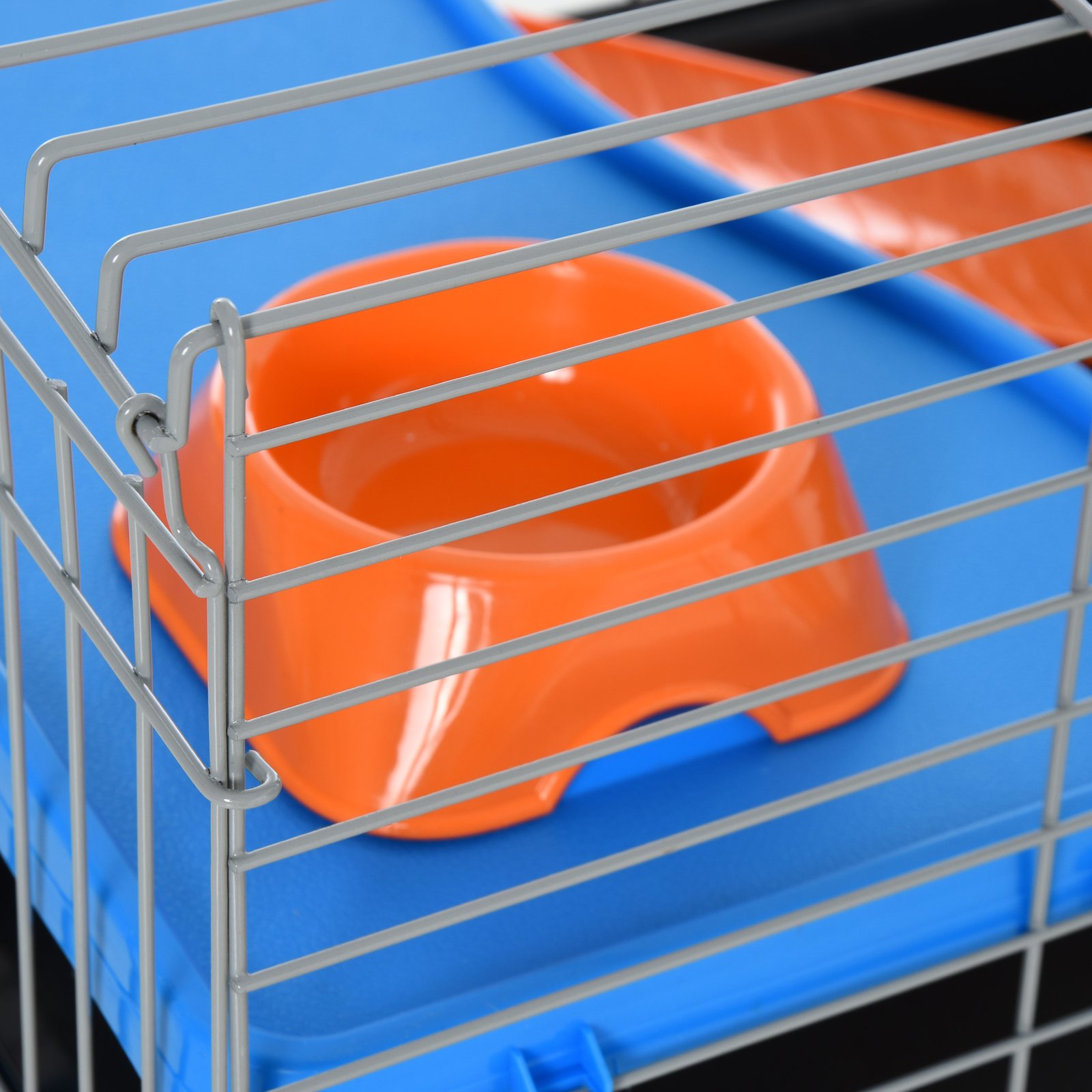 Small Animal Cage Rabbit Guinea Pigs Chinchillas Cage w/ Wheels Water Bottle Food Dish Platform Ramp 89 x 44 x 43 cm Black - Image 8