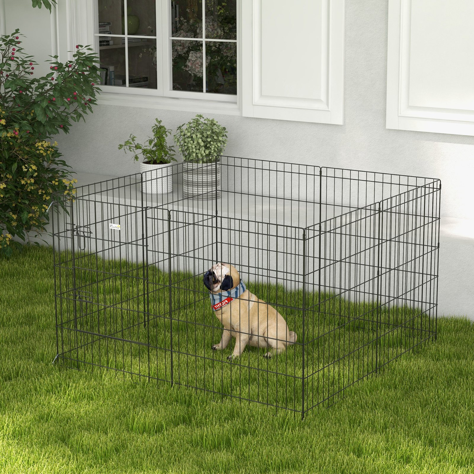 8 Panel DIY Dog Pen with Door, for Dogs, Small Animals, Indoor/Outdoor Use, 76cm High - Image 9