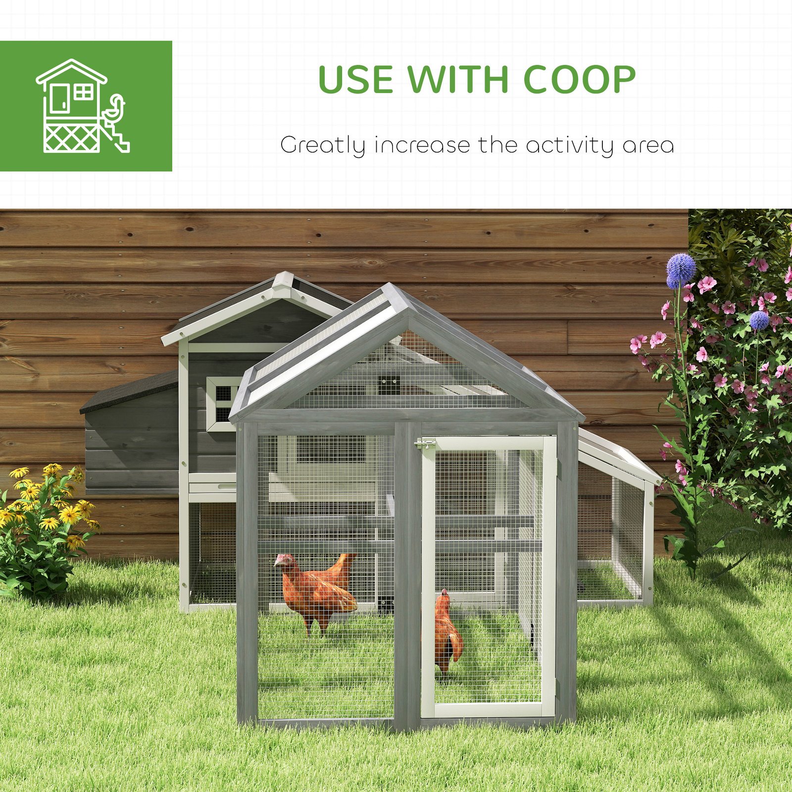 Large Chicken Run, Wooden Chicken coop, with Combinable Design - Wood Effect - Image 6