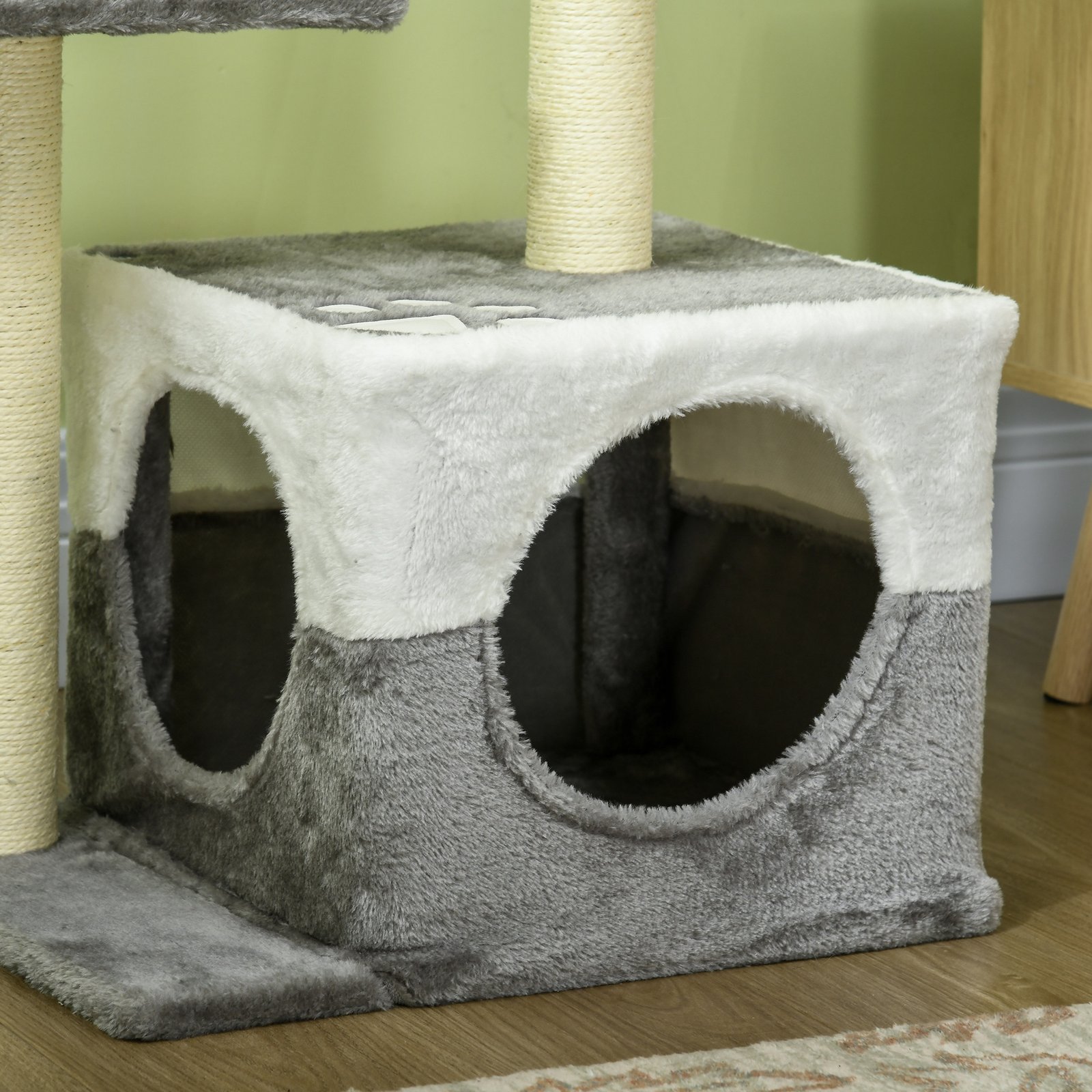 Cat Tree w/ Sisal Scratching Posts, House, Perches, Toy Mouse, Grey - Image 8