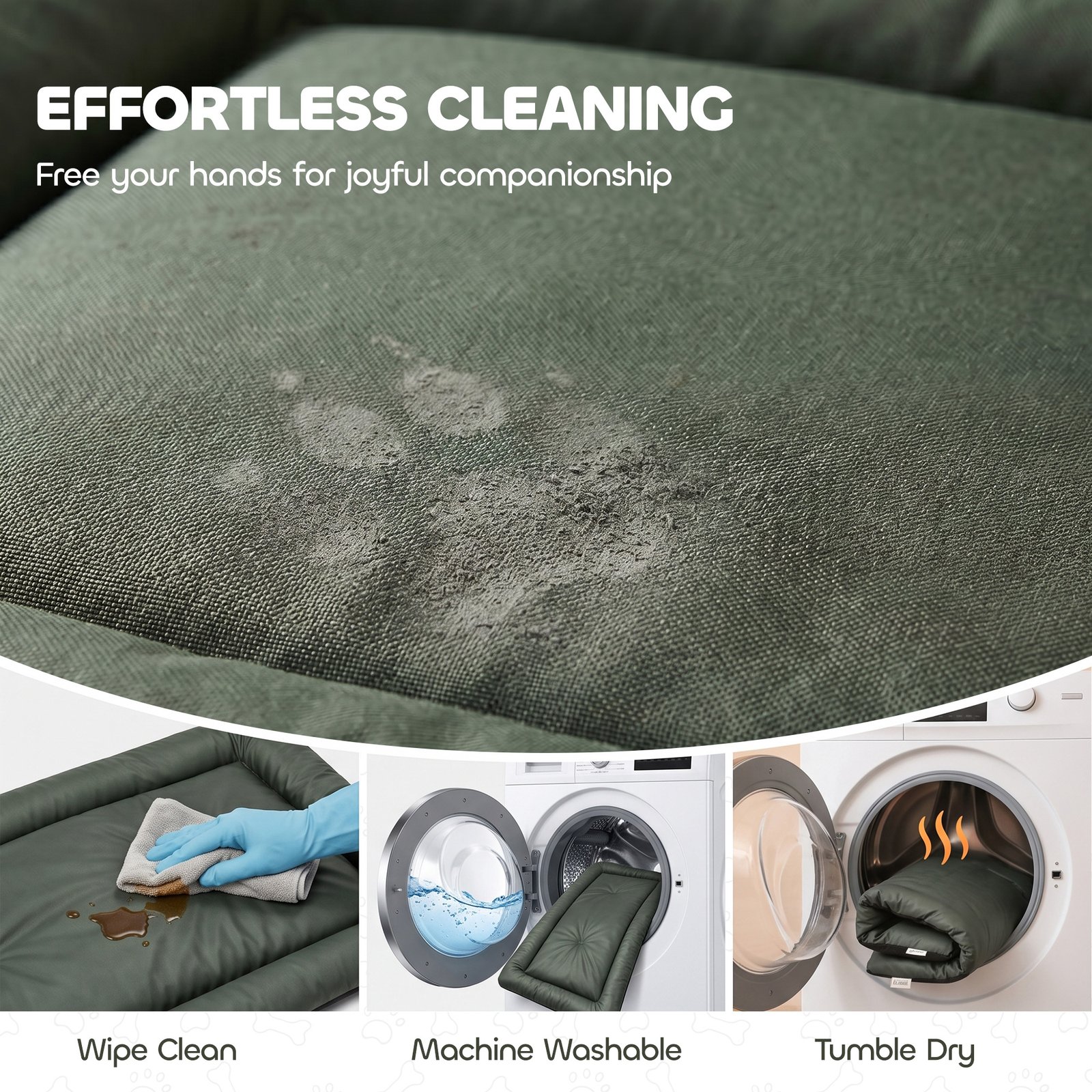 Waterproof Dog Bed, Foldable Pet Bed with Anti-Slip Bottom, Machine Washable for Small Puppies and Cats, 90 x 60 x 5 cm