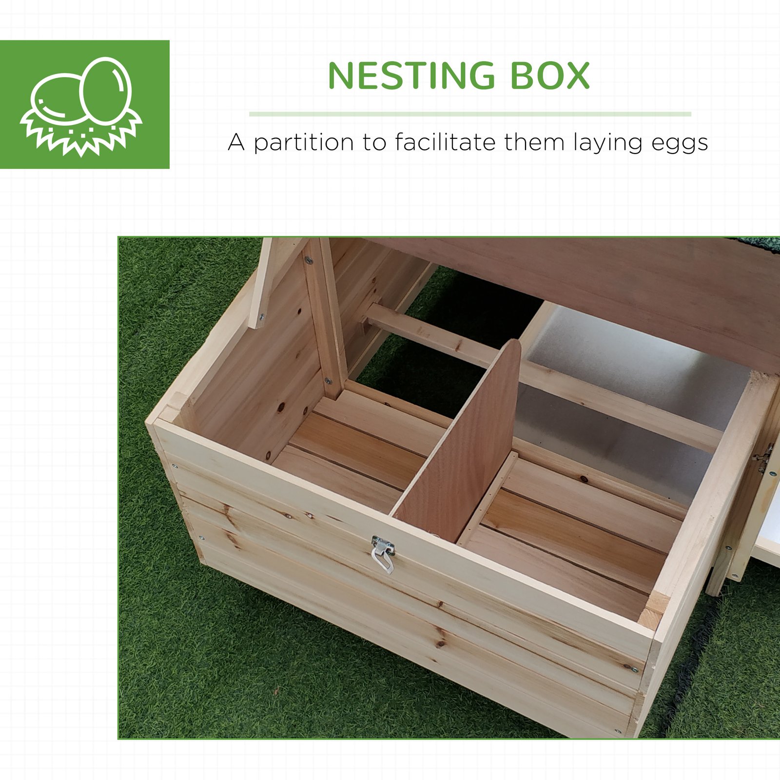 Chicken Coop, Small Animal Pet Cage with Nesting Box, Outdoor Hen House with Run, Wooden