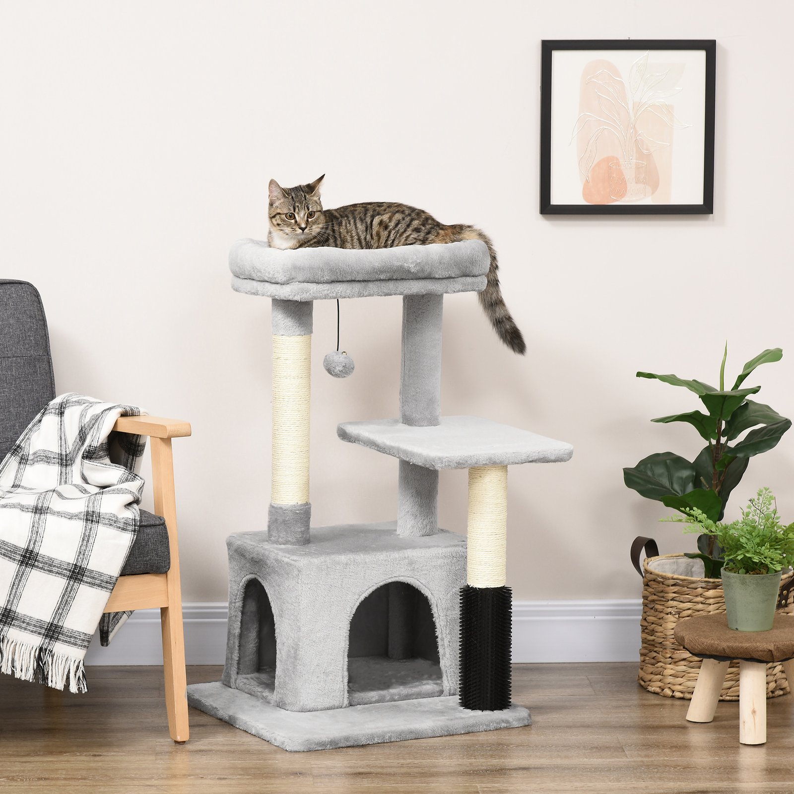 Cat Tree for Indoor Cats Climbing Tower Kitten Scratch Post Activity Center Kitten, Grey - Image 9