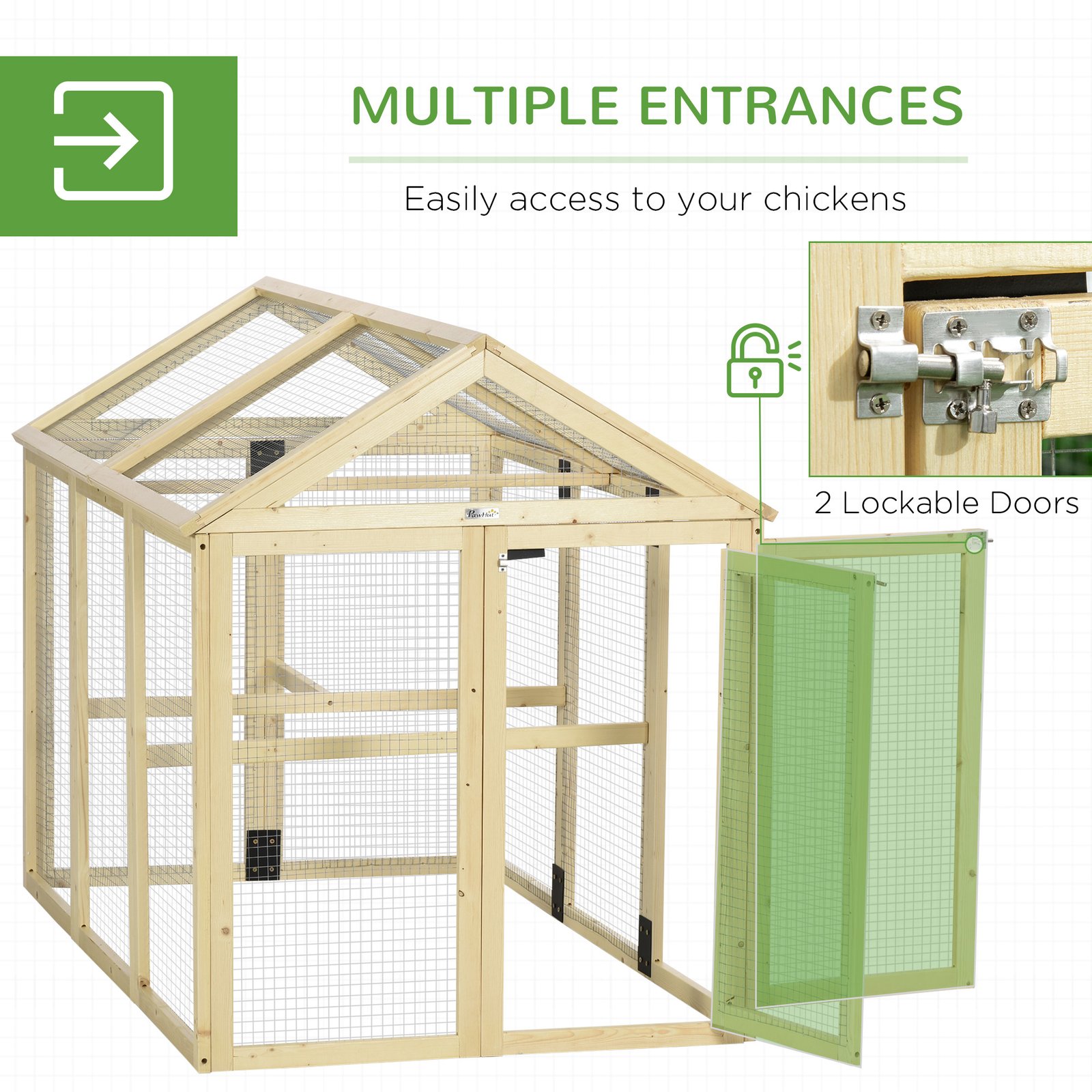 Large Chicken Run, Wooden Chicken coop, with Combinable Design - Natural Wood Finish - Image 5