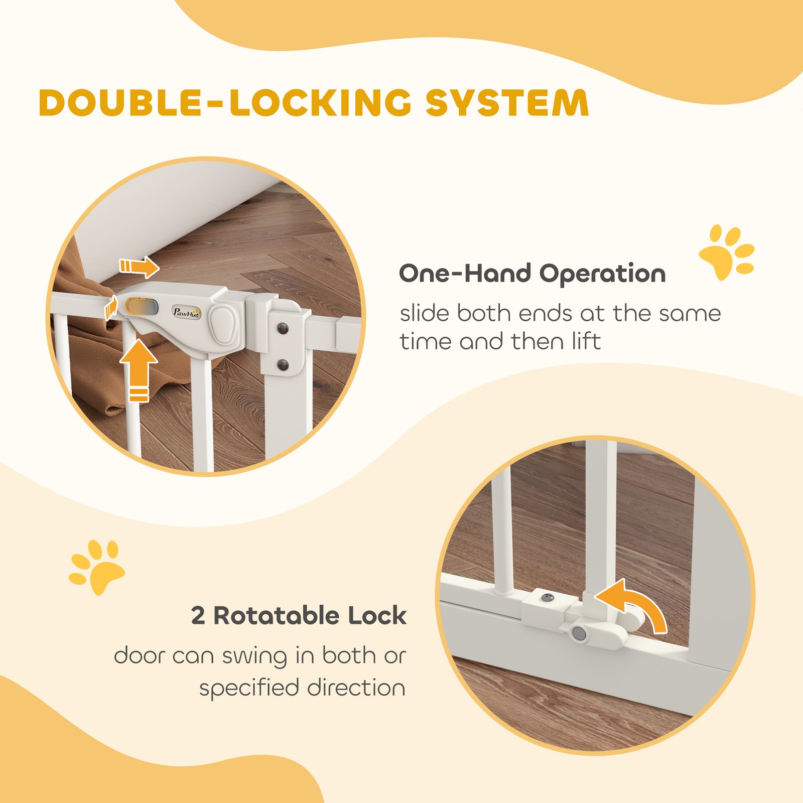 Adjustable Safety Gate w/ Two Extensions, Four Adjustable Screws, White