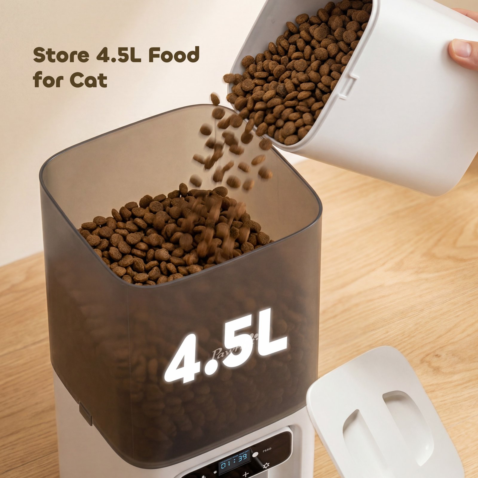 Programmable Automatic Cat Feeder with Timer Up to 6 Meals Per Day, 10s Voice Recorder, Portion Control