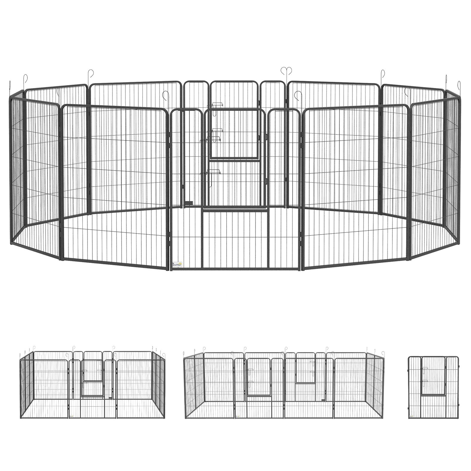 12 Panels Heavy Duty Puppy Playpen, for Small Dogs, Indoor and Outdoor Use - Silver