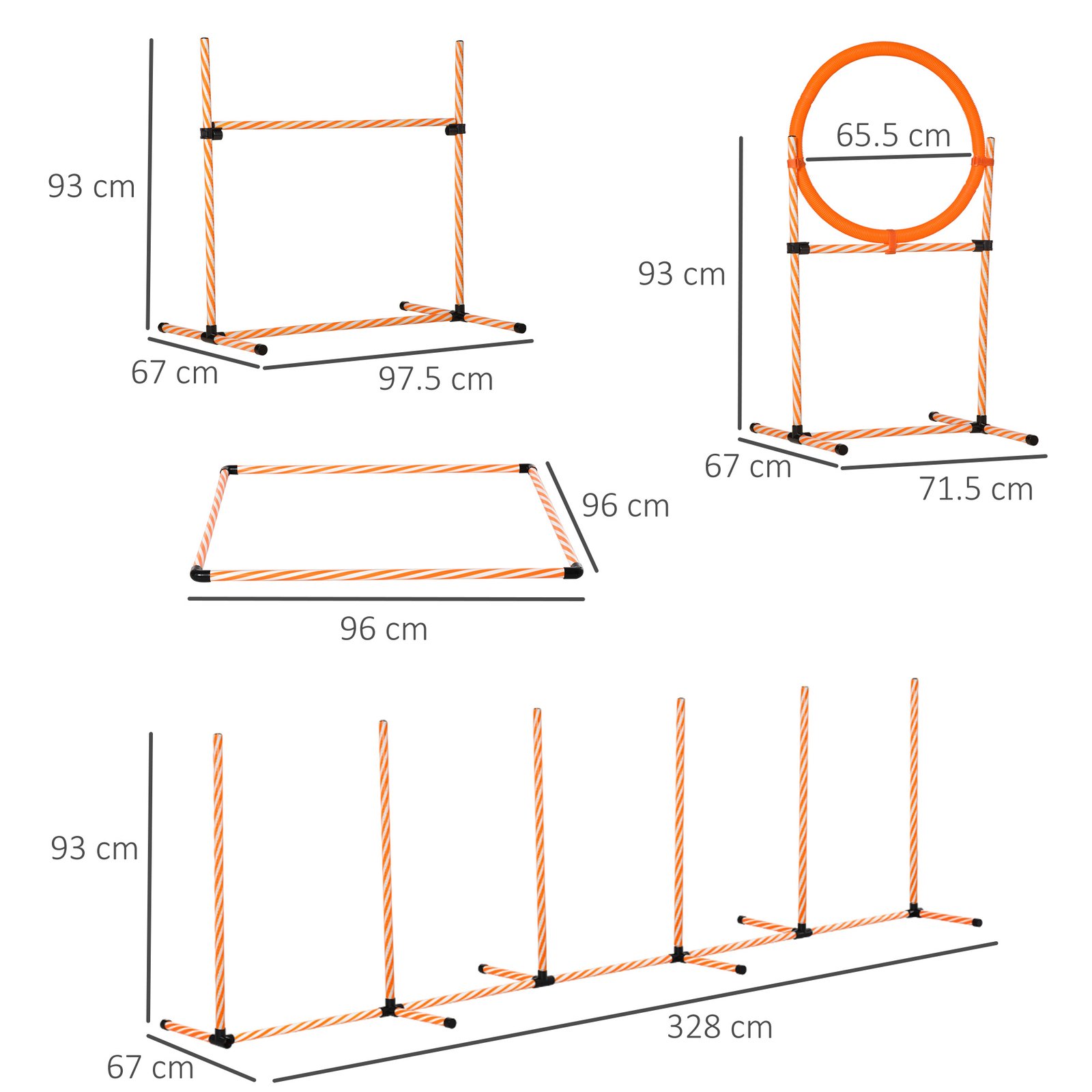 Dog Agility Equipment Pet Training Set with Adjustable Height Jump Ring Hurdle Whistle Weave Poles Square Pause Box Carry Bag - Image 3
