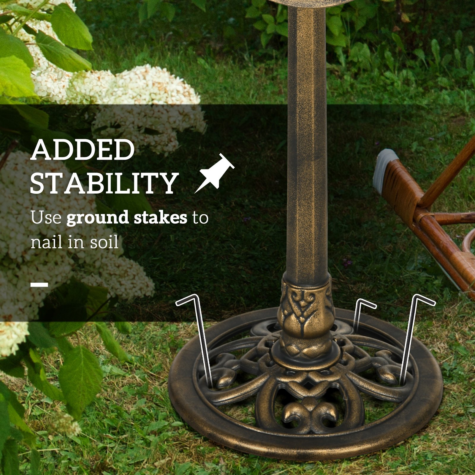 71cm Bird Bath for Garden, Standing Pedestal Birdbath with Lotus Leaf Basin, Vintage Decorative Bird Bath Bowl for Outdoor, Bronze Tone